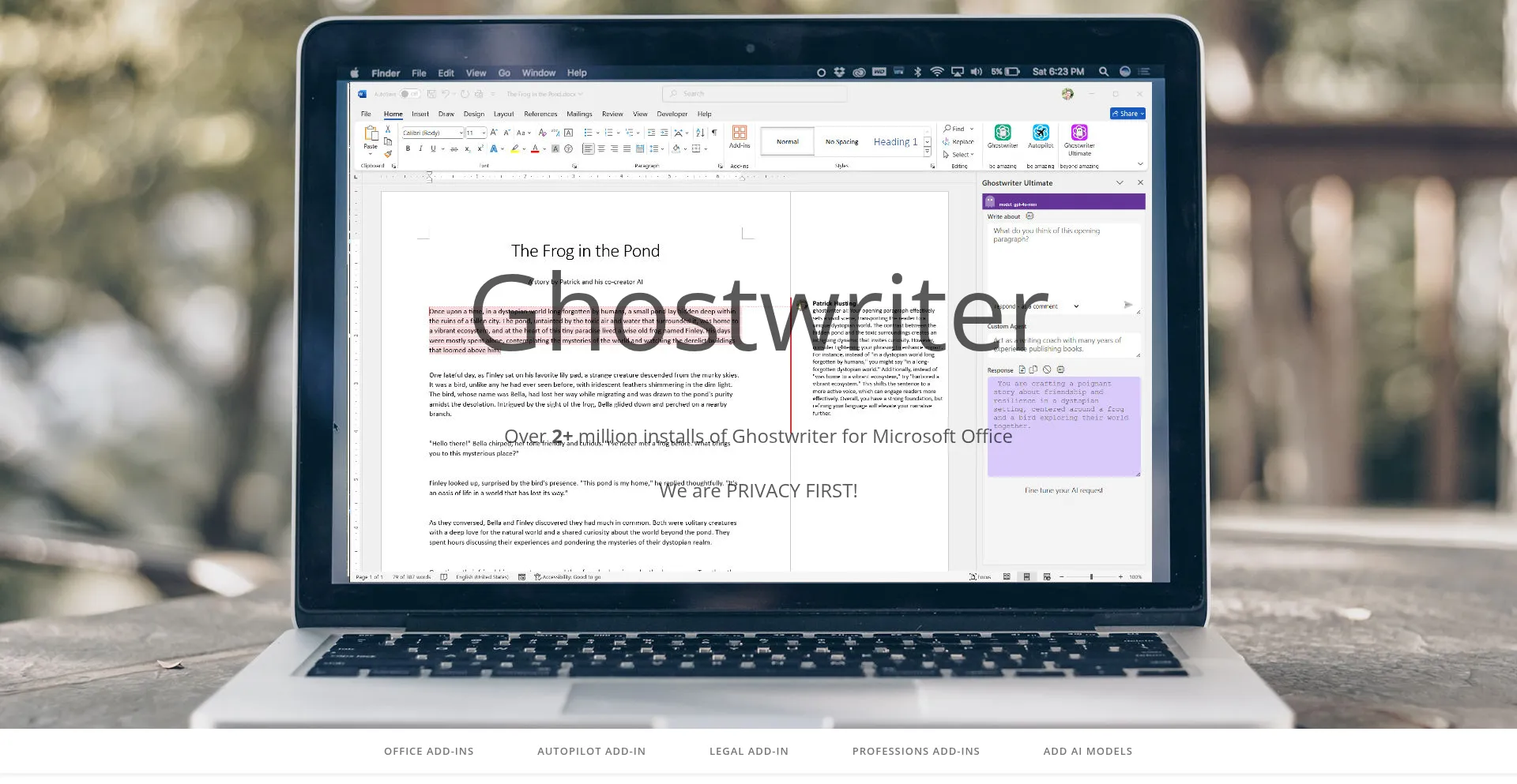 Website screenshot of Ghostwriter-ai.com