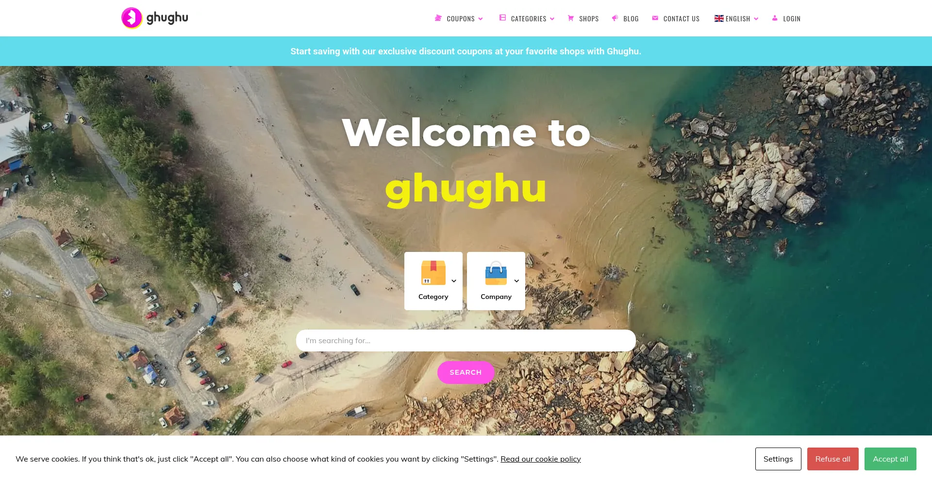 Website screenshot of Ghughu.com