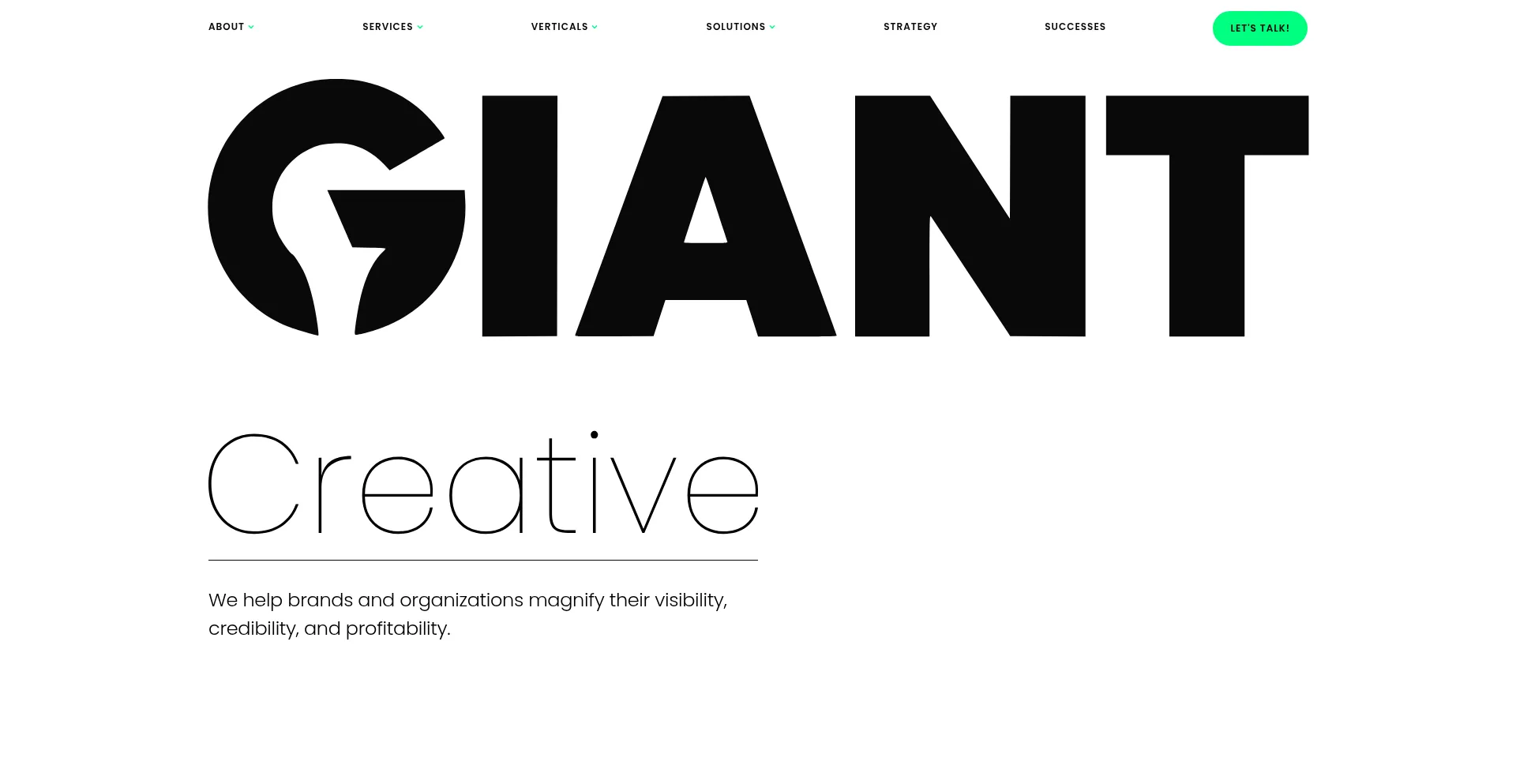 Website screenshot of Giantcreative.ca