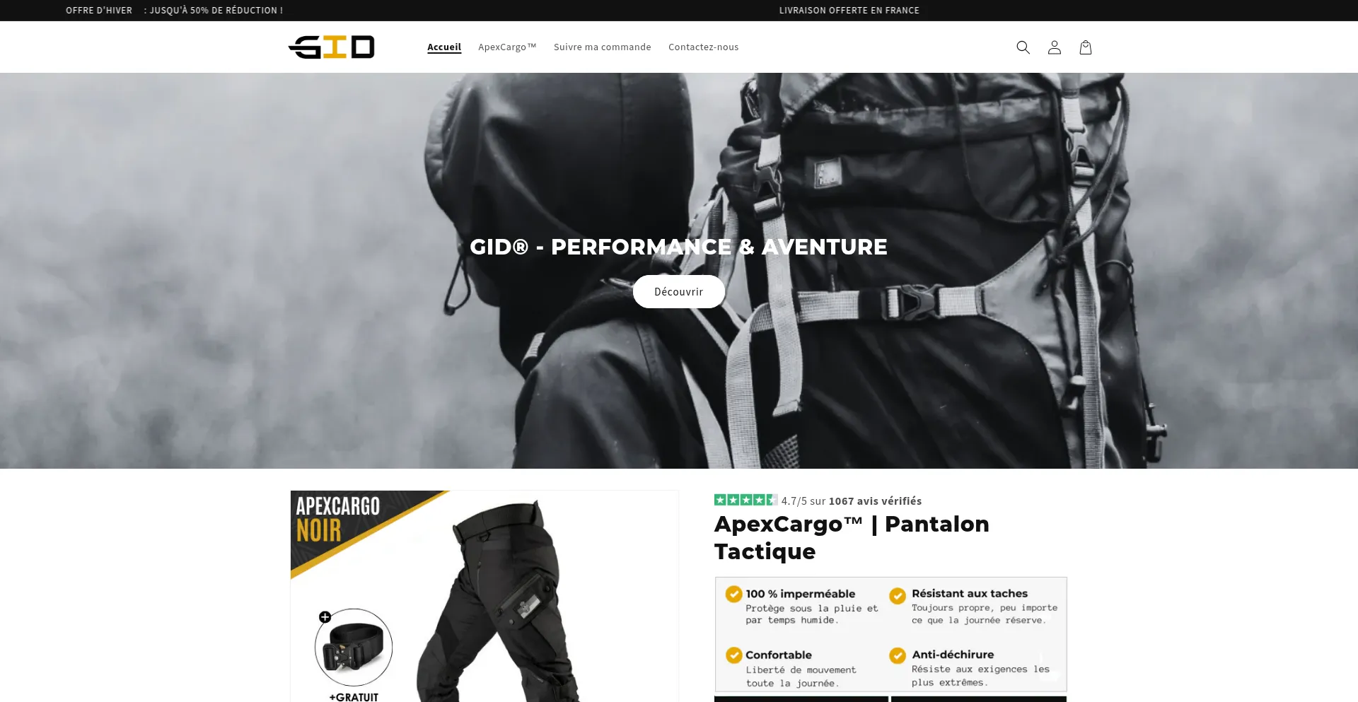 Website screenshot of Gid-store.com