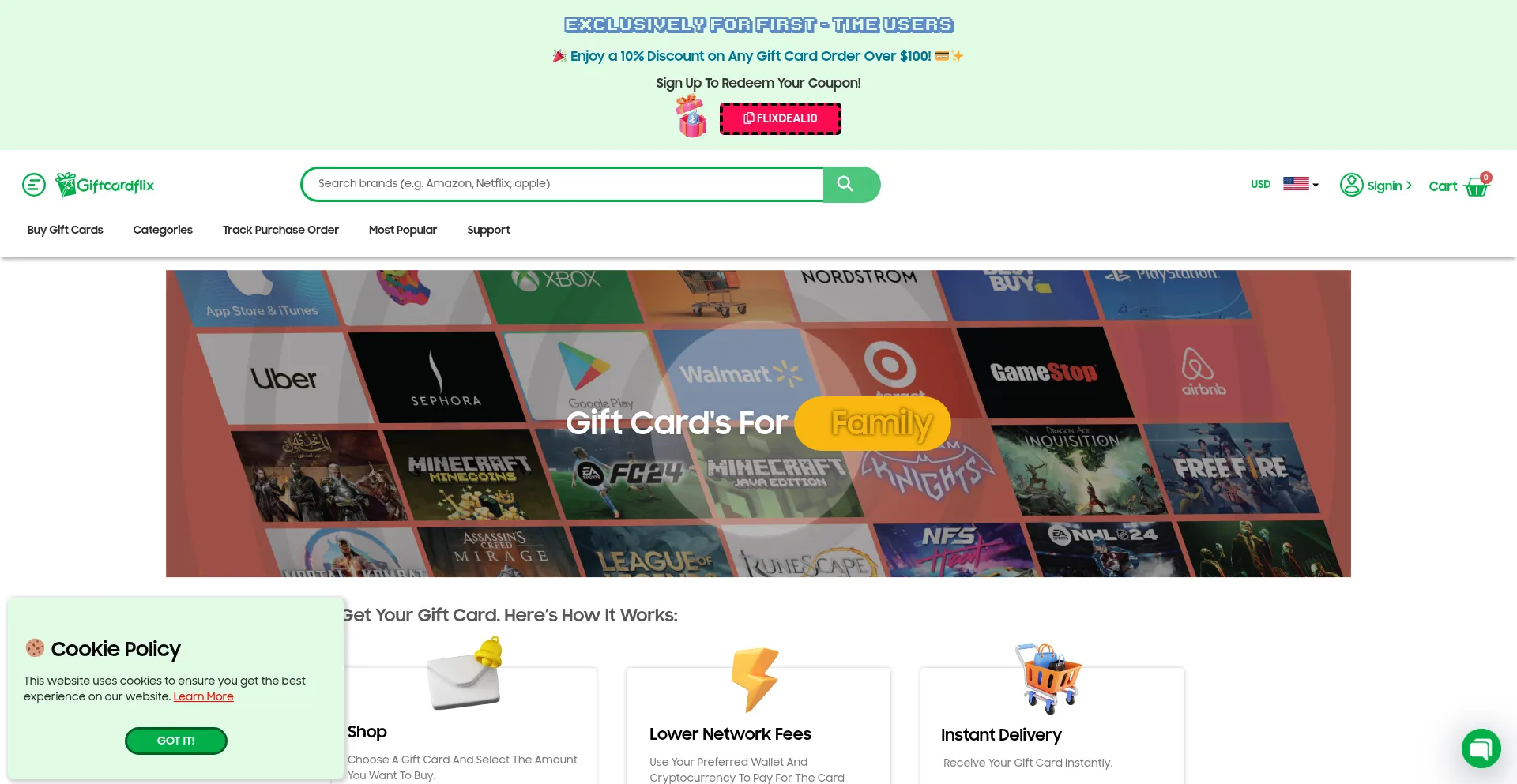 Giftcardflix.com Screenshot