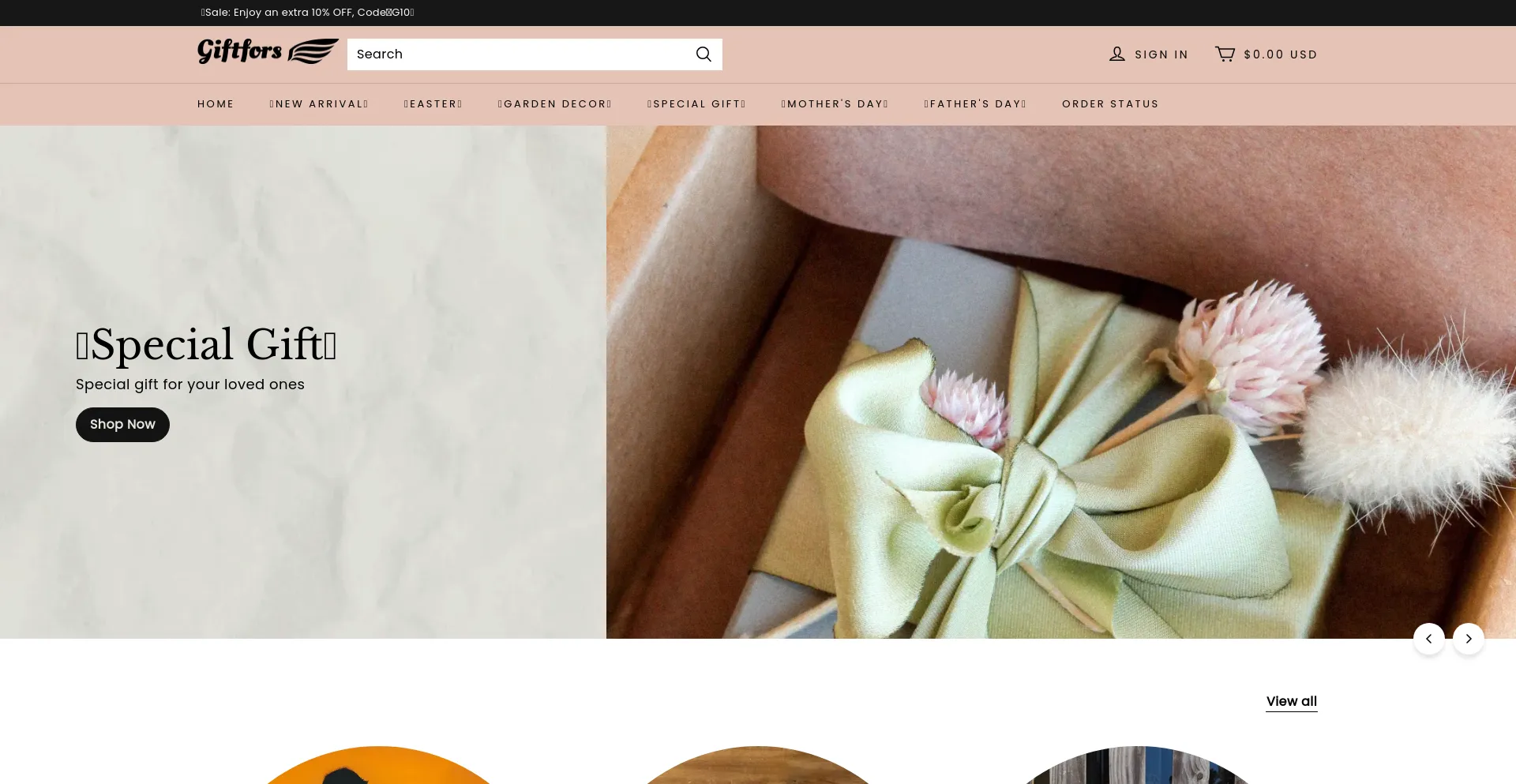 Website screenshot of Giftfors.com