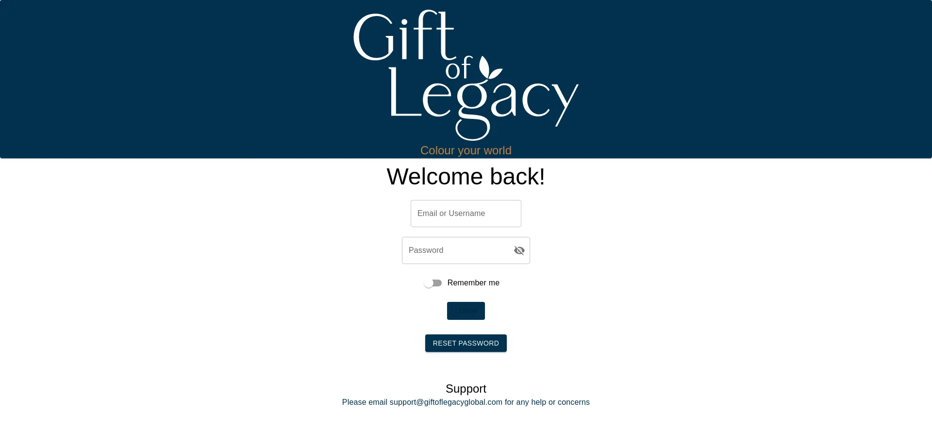 Website screenshot of Giftoflegacyglobal.com