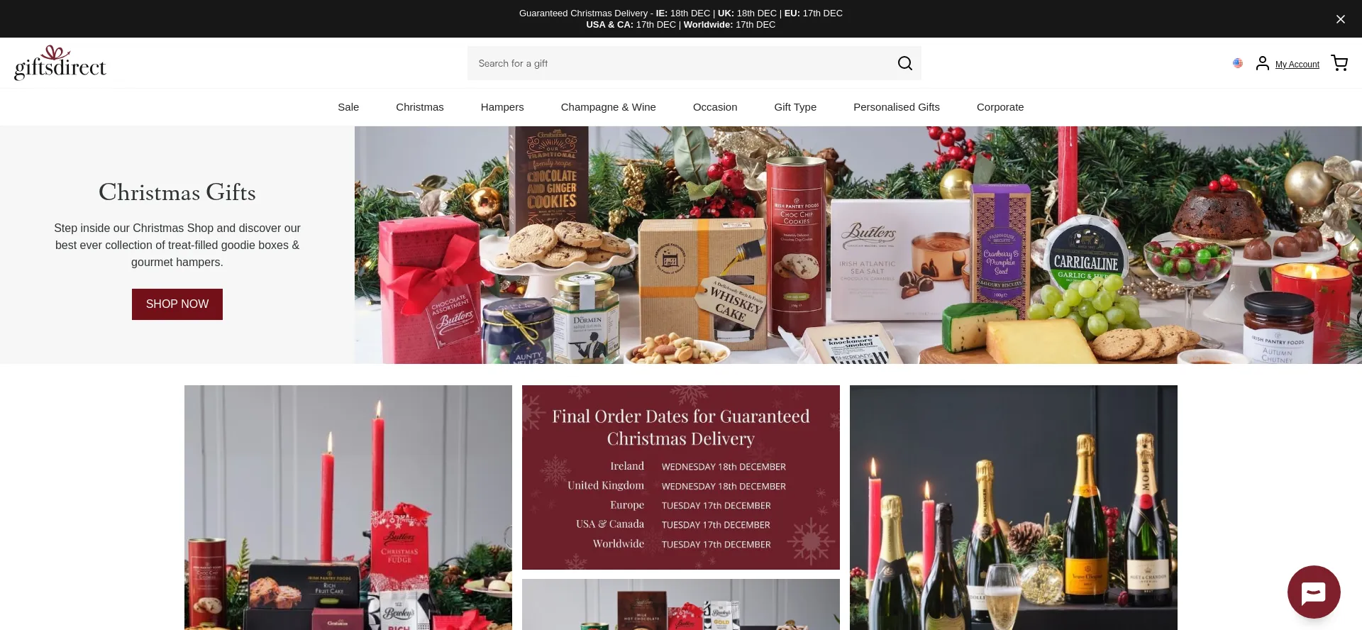 Website screenshot of Giftsdirect.com