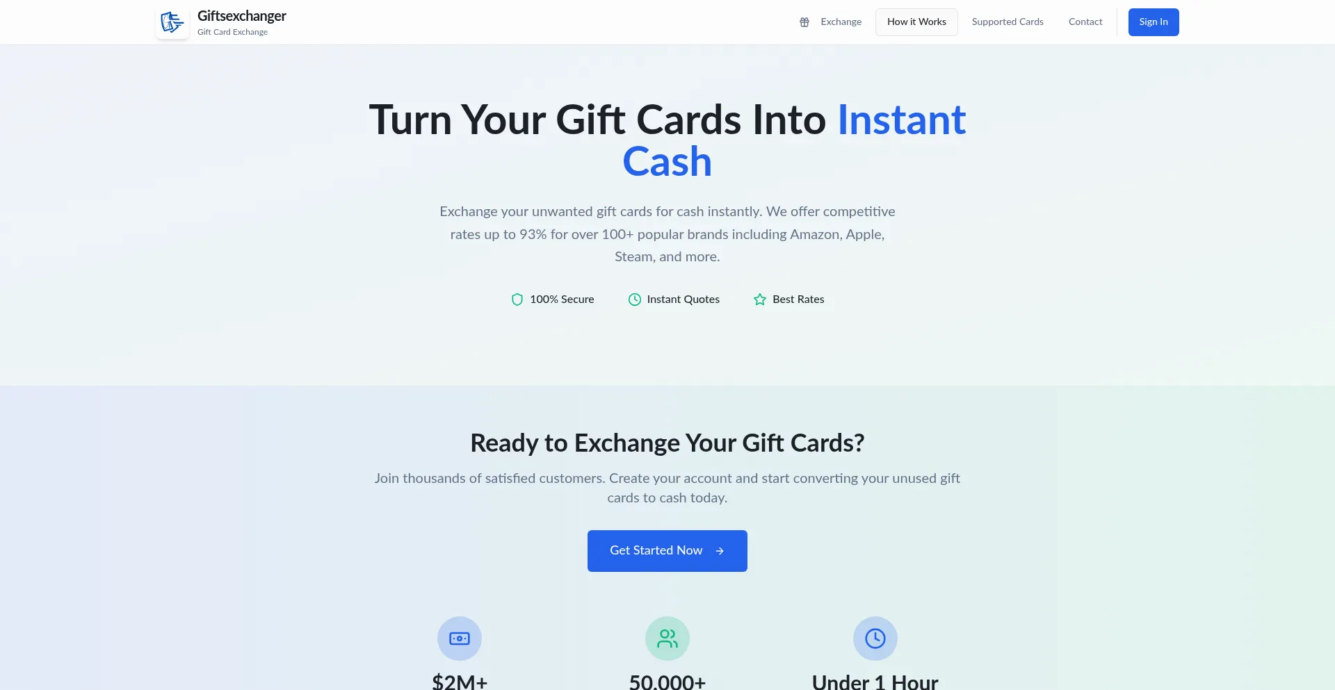 Website screenshot of Giftsexchanger.com