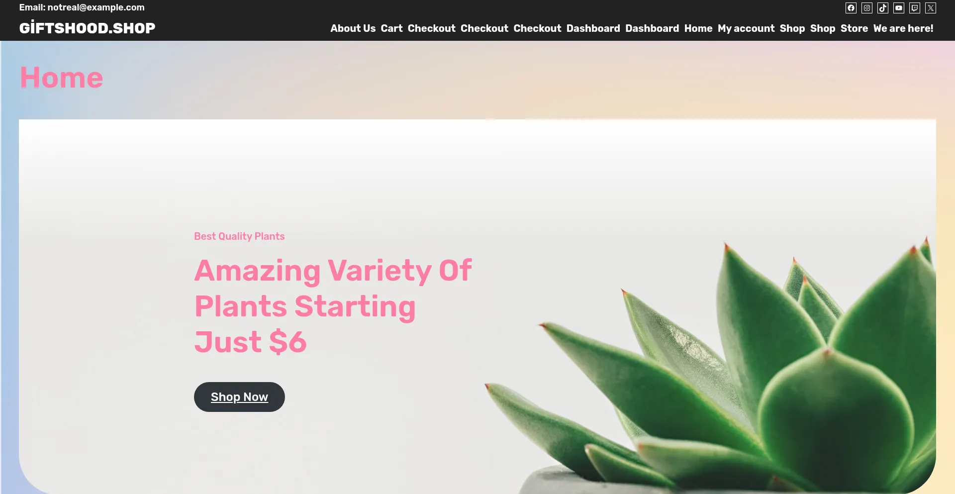Website screenshot of Giftshood.shop