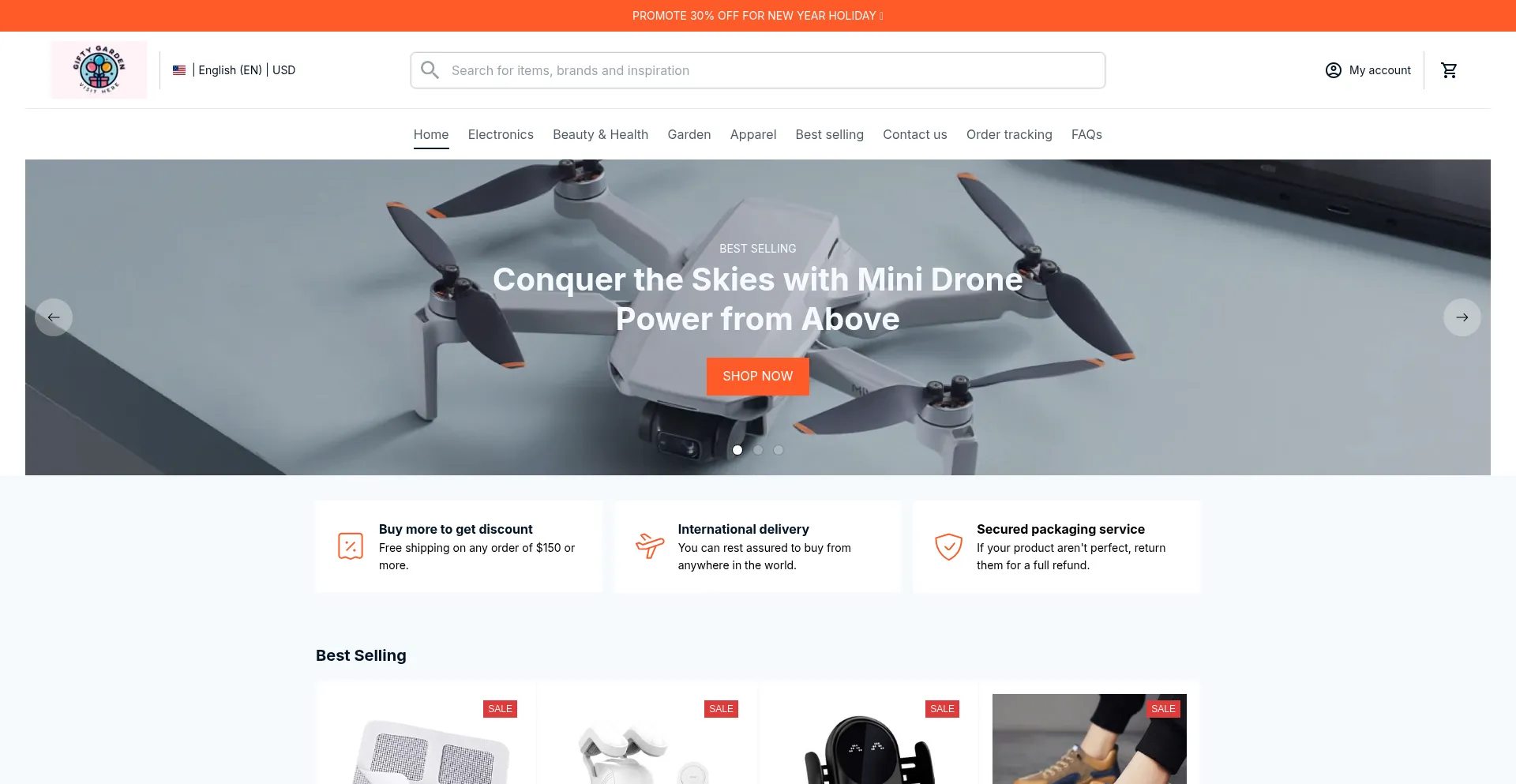 Website screenshot of Giftygarden.com