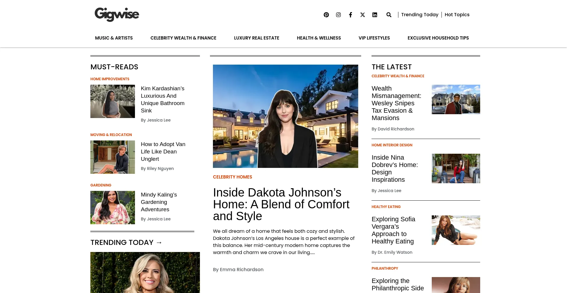Website screenshot of Gigwise.com