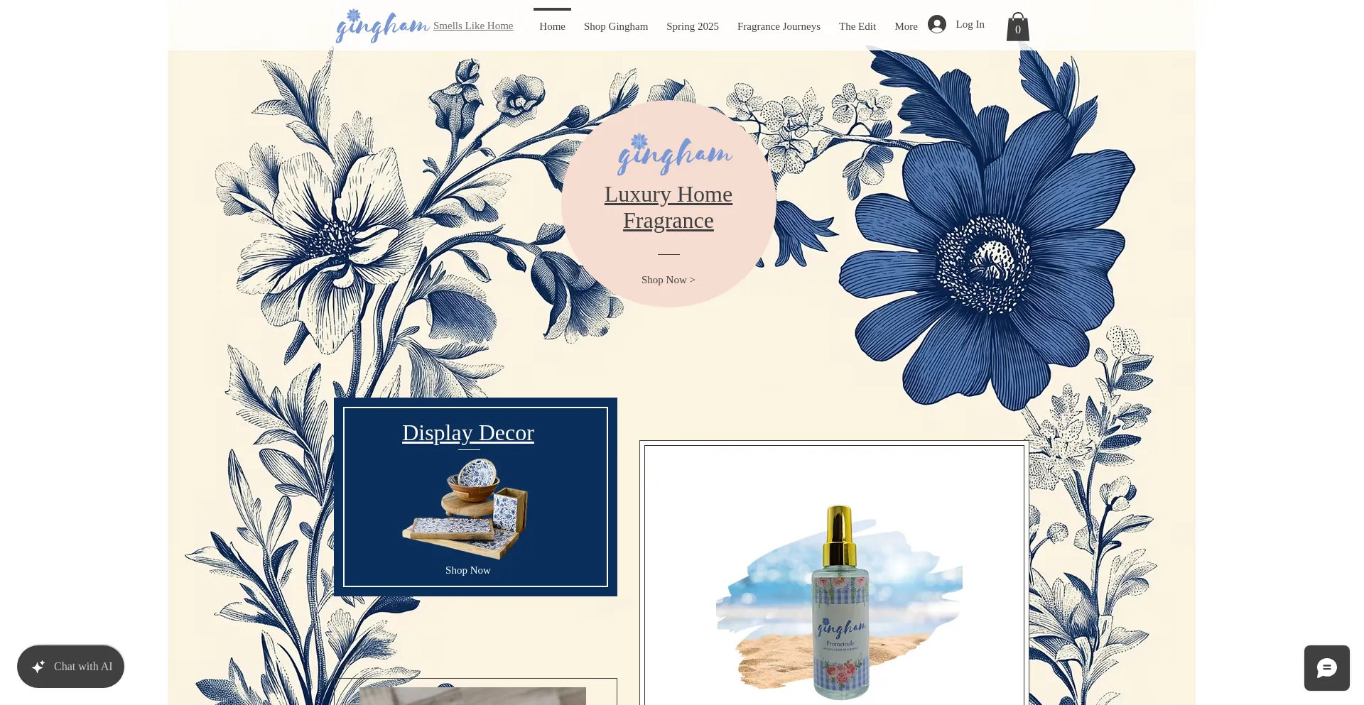 Website screenshot of Ginghamflorals.com