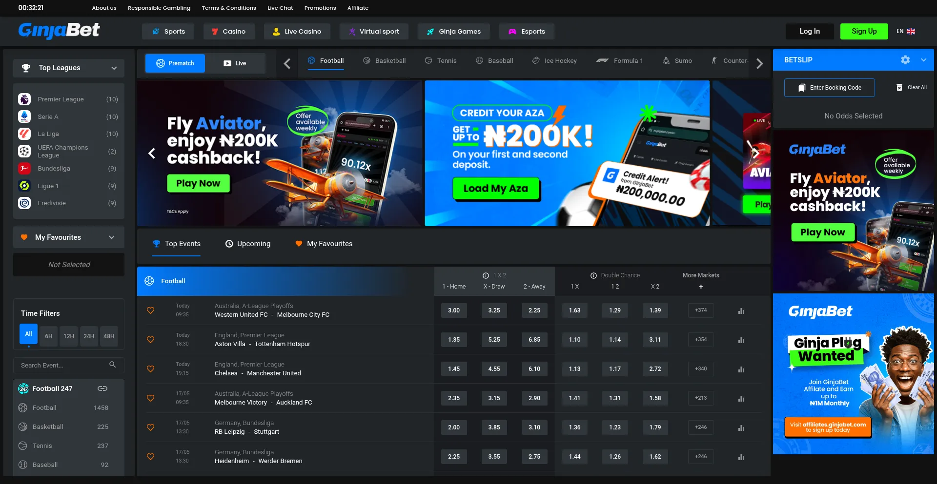 Website screenshot of Ginjabet.com