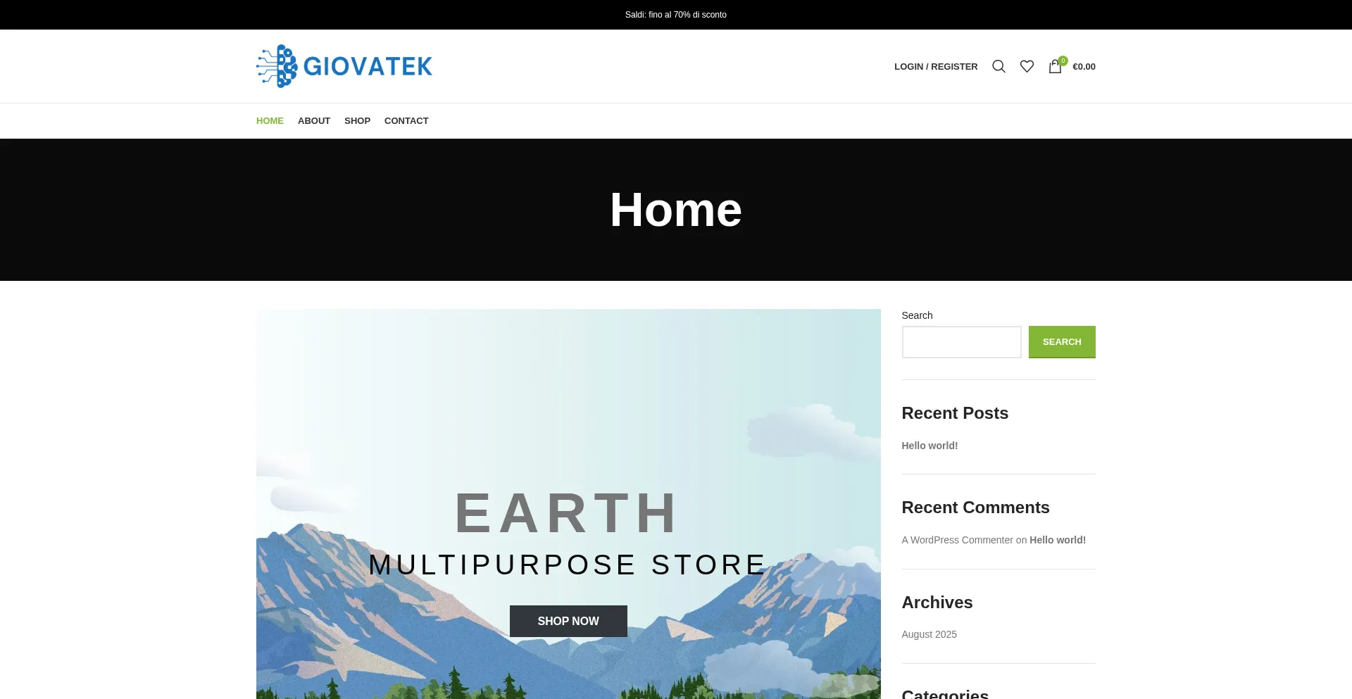Website screenshot of Giovatek.com