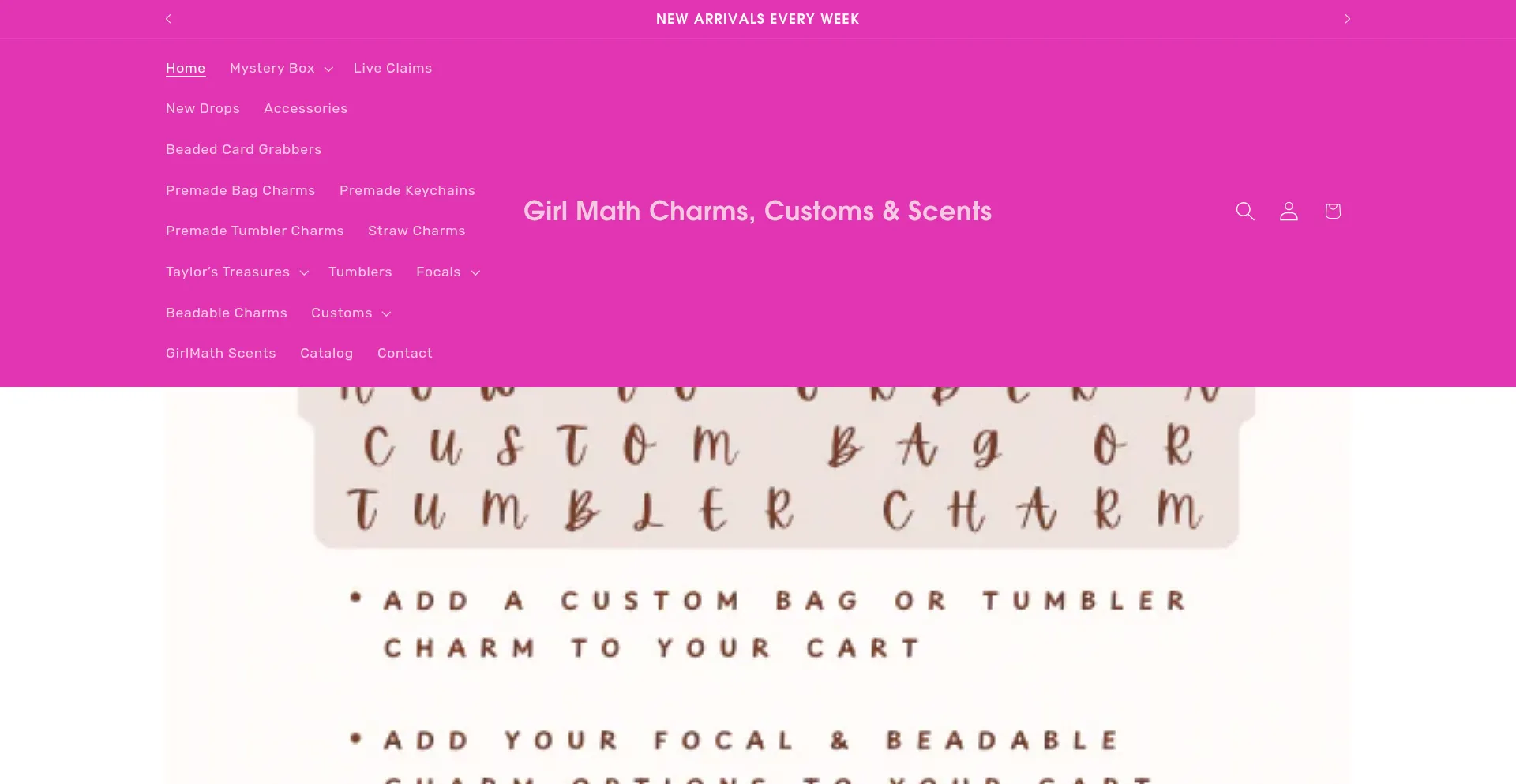 Website screenshot of Girlmathcharms.myshopify.com