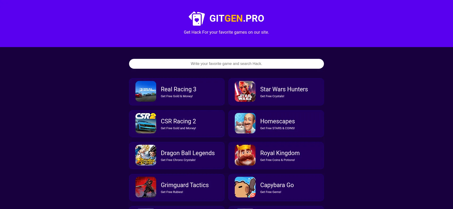 Website screenshot of Gitgen.pro