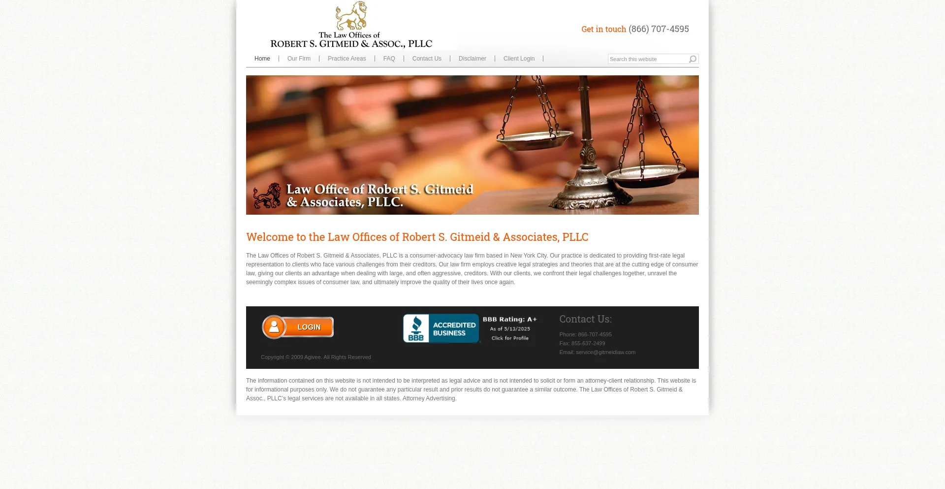 Website screenshot of Gitmeidlaw.com