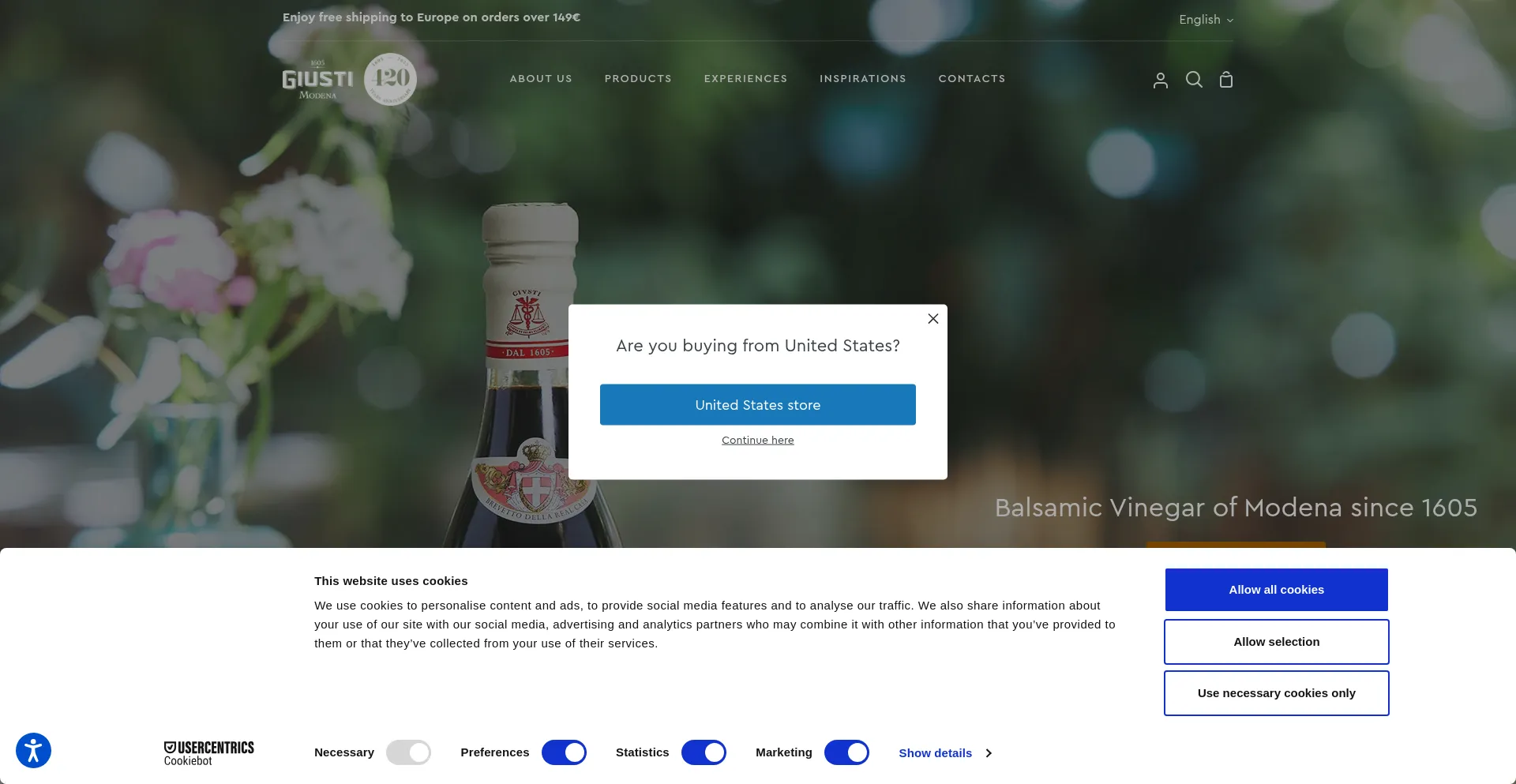 Website screenshot of Giusti.com