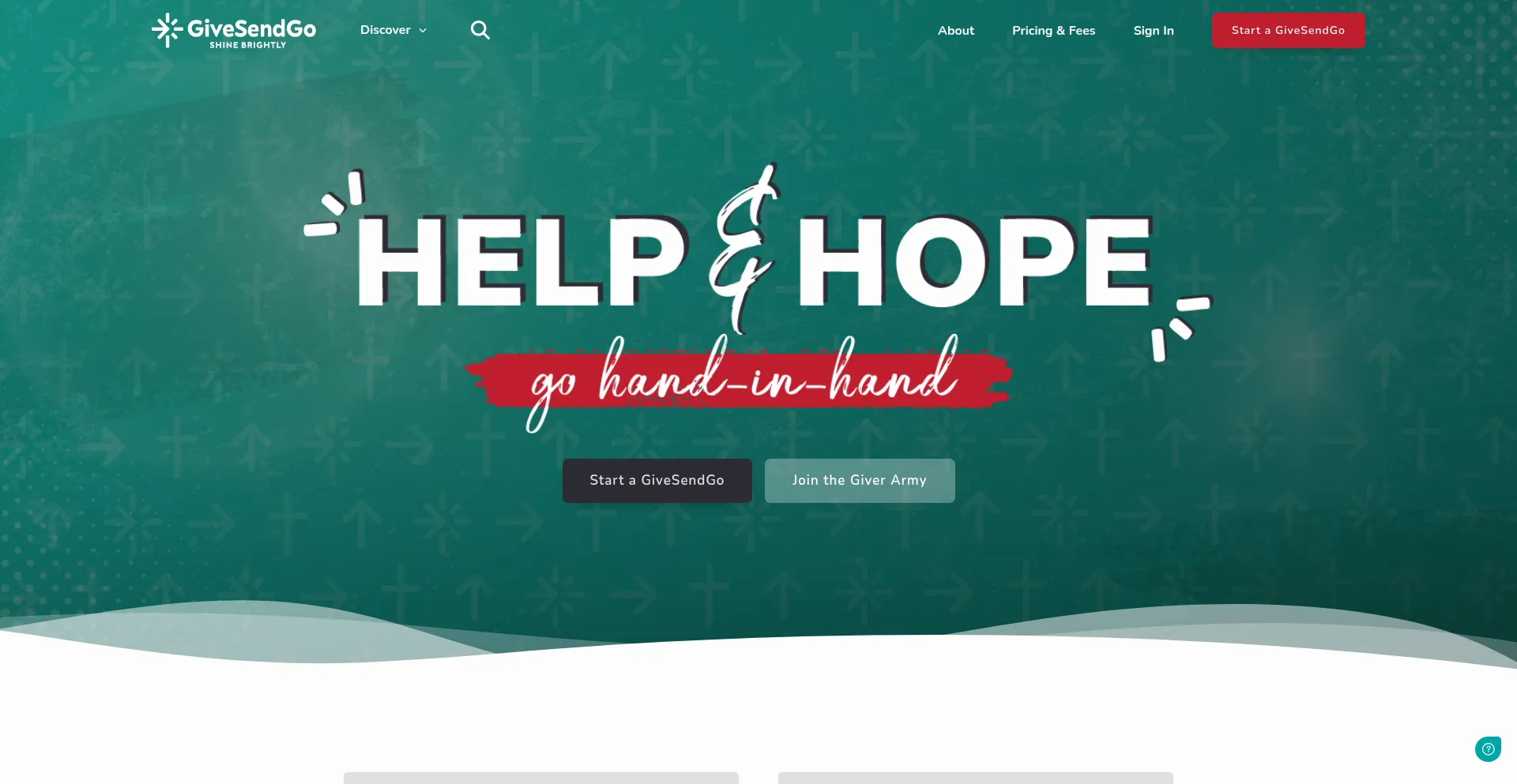 Website screenshot of Givesendgo.com