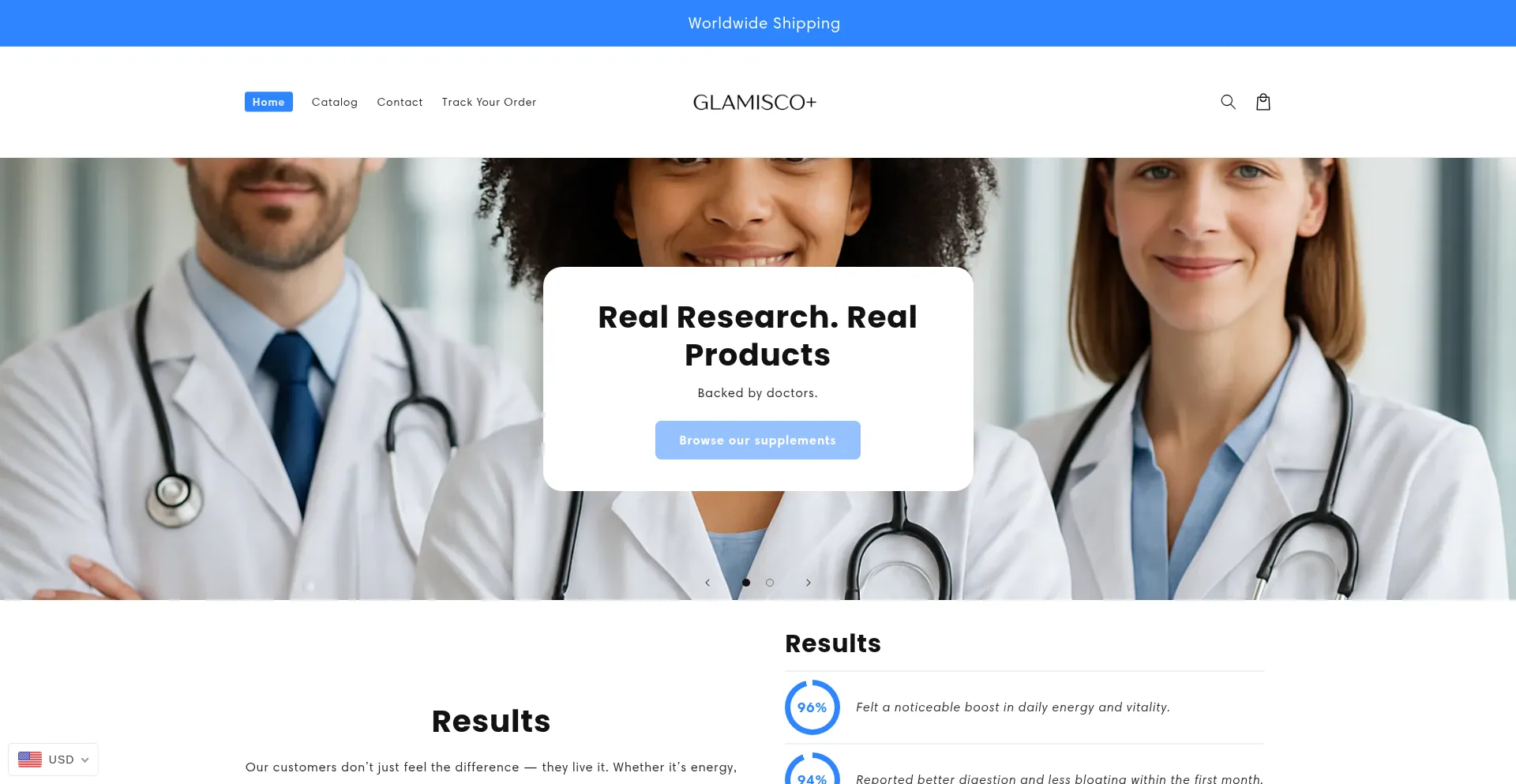 Website screenshot of Glamisco.com