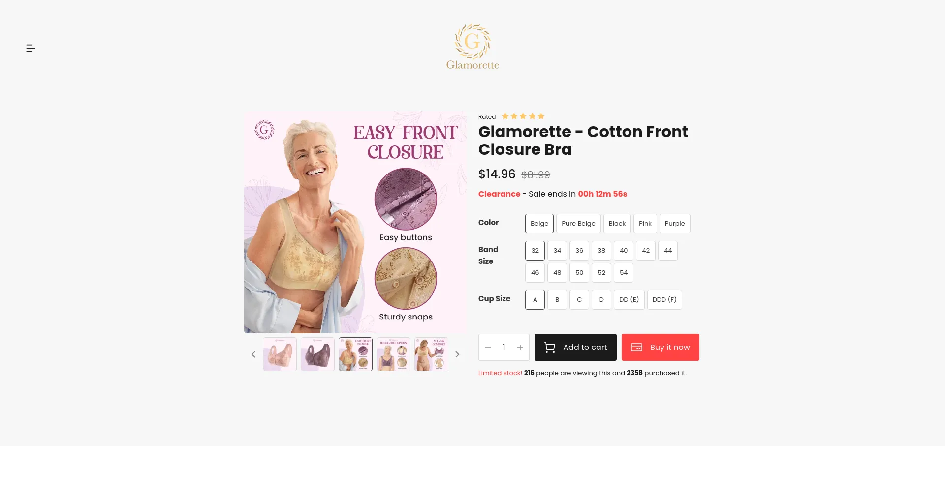 Glamorette - Cotton Front Closure Bra
