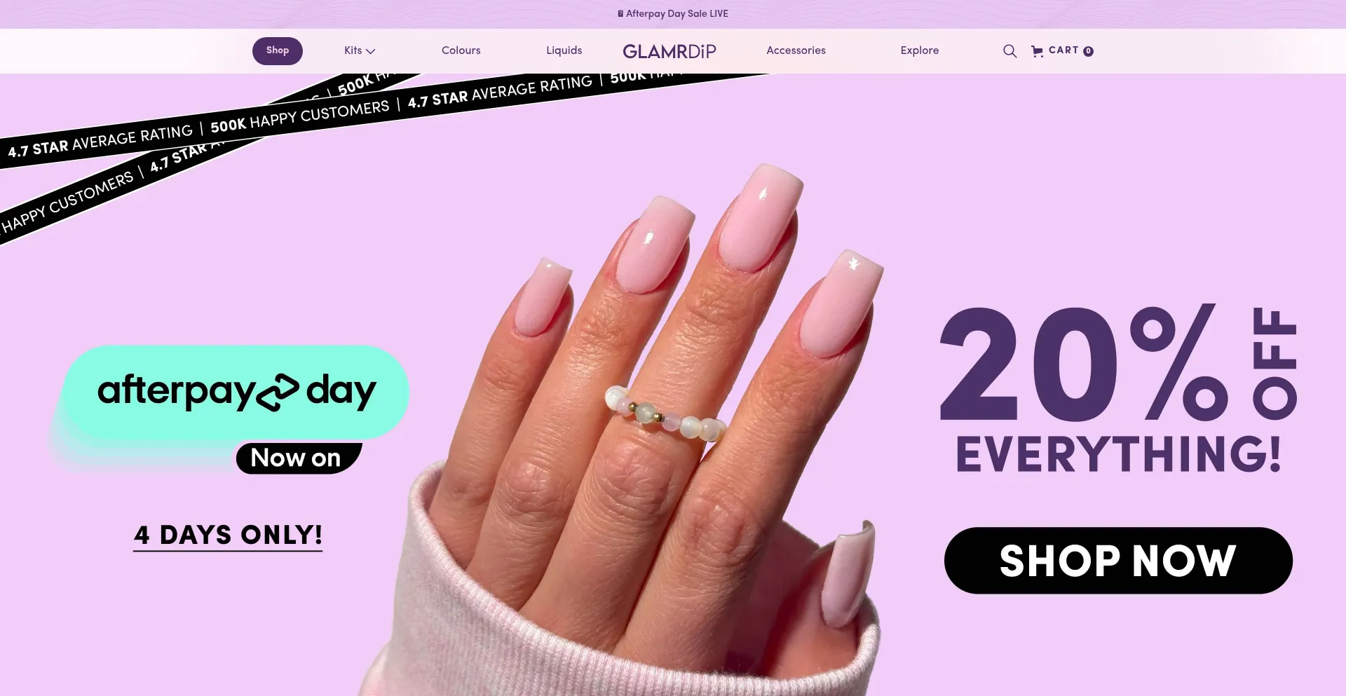 Website screenshot of Glamrdip.ca