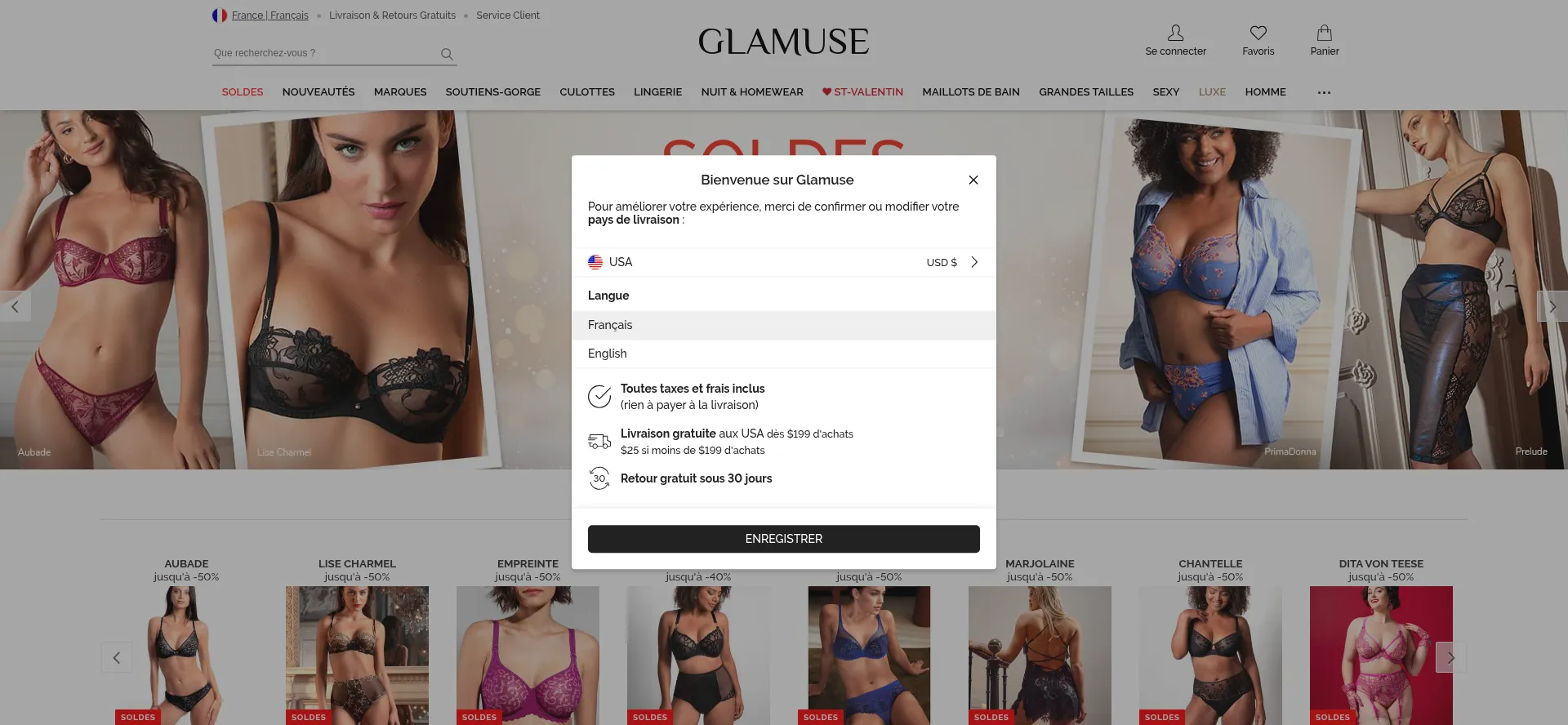 Website screenshot of Glamuse.com