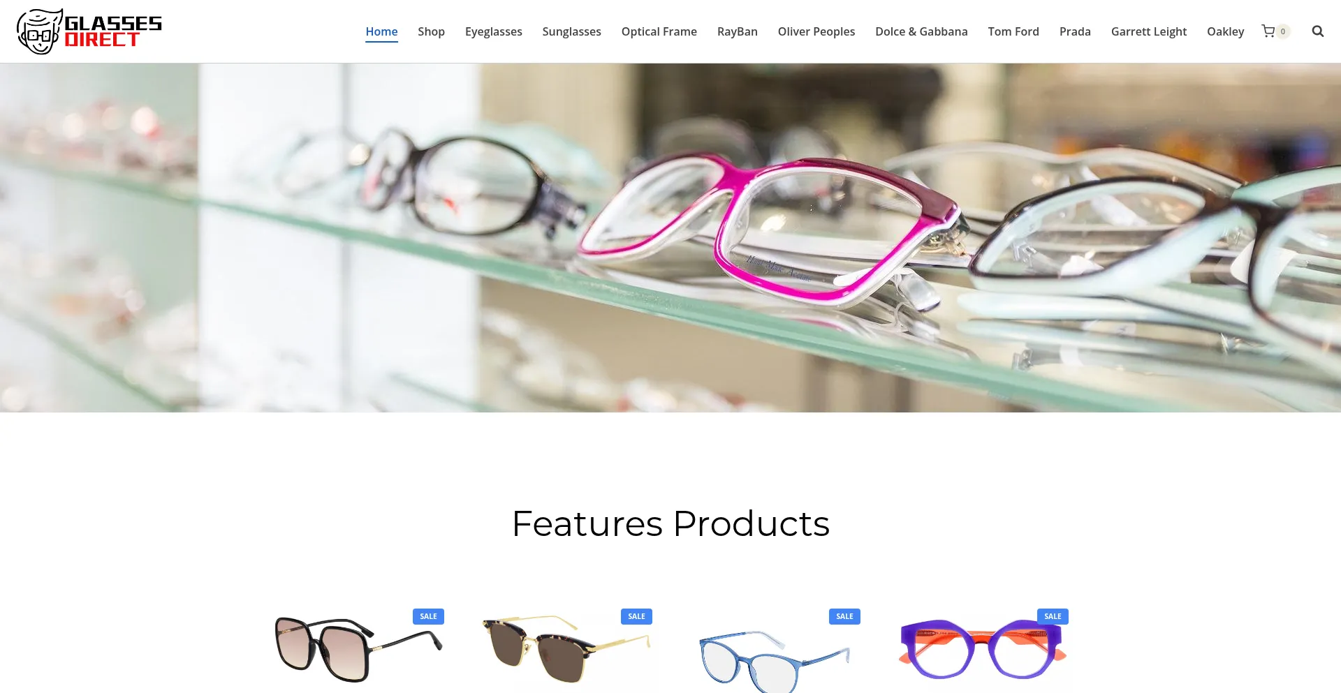 Website screenshot of Glassesdirectshop.com