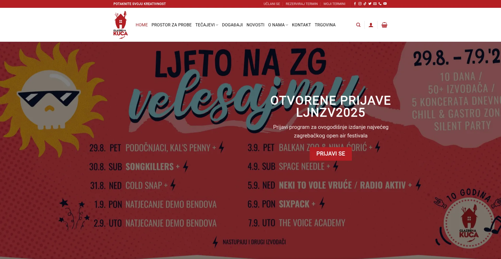 Website screenshot of Glazbenakuca.com