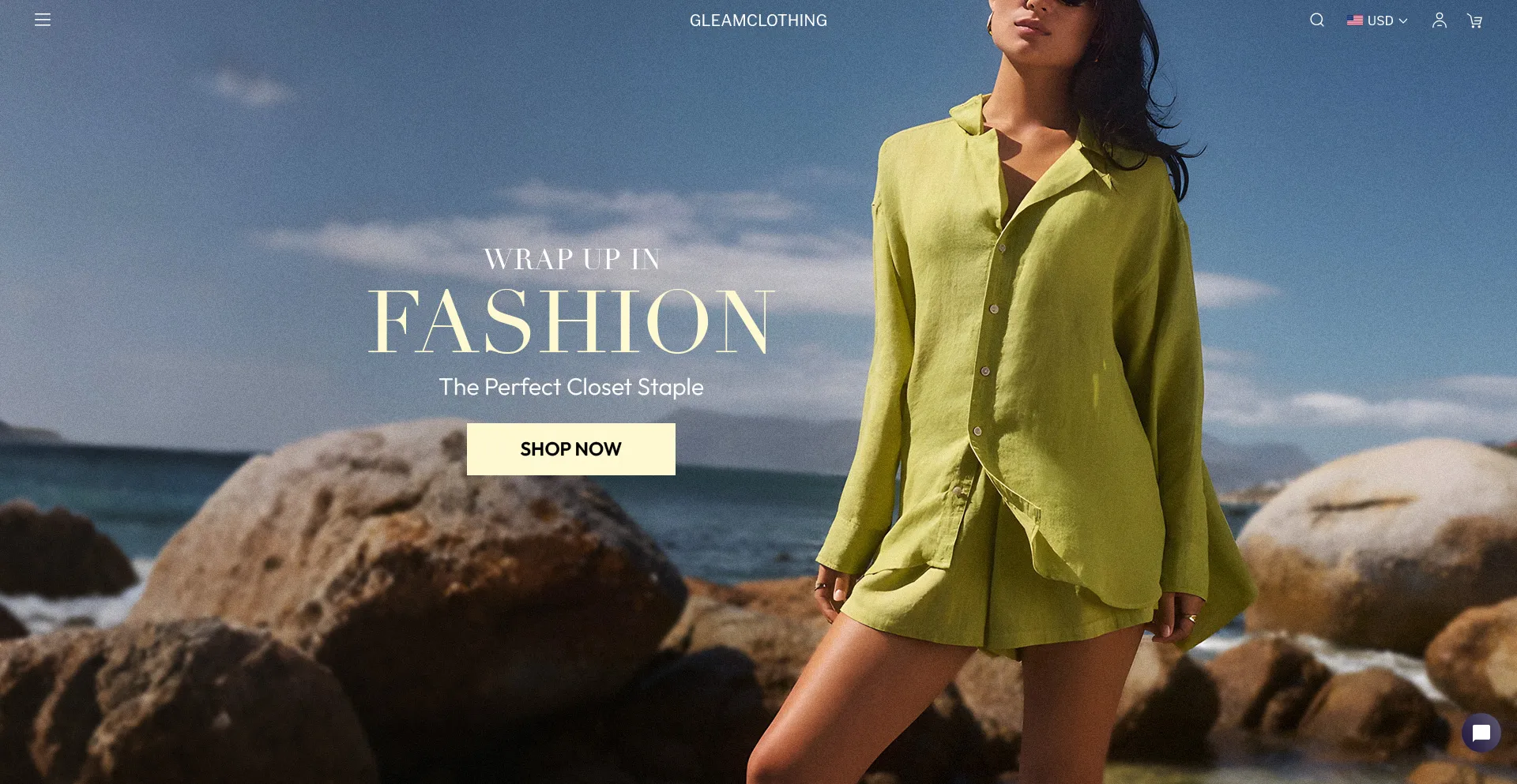 Website screenshot of Gleamclothing.com