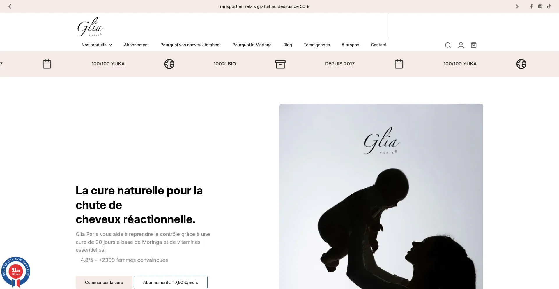 Website screenshot of Glia-paris.com