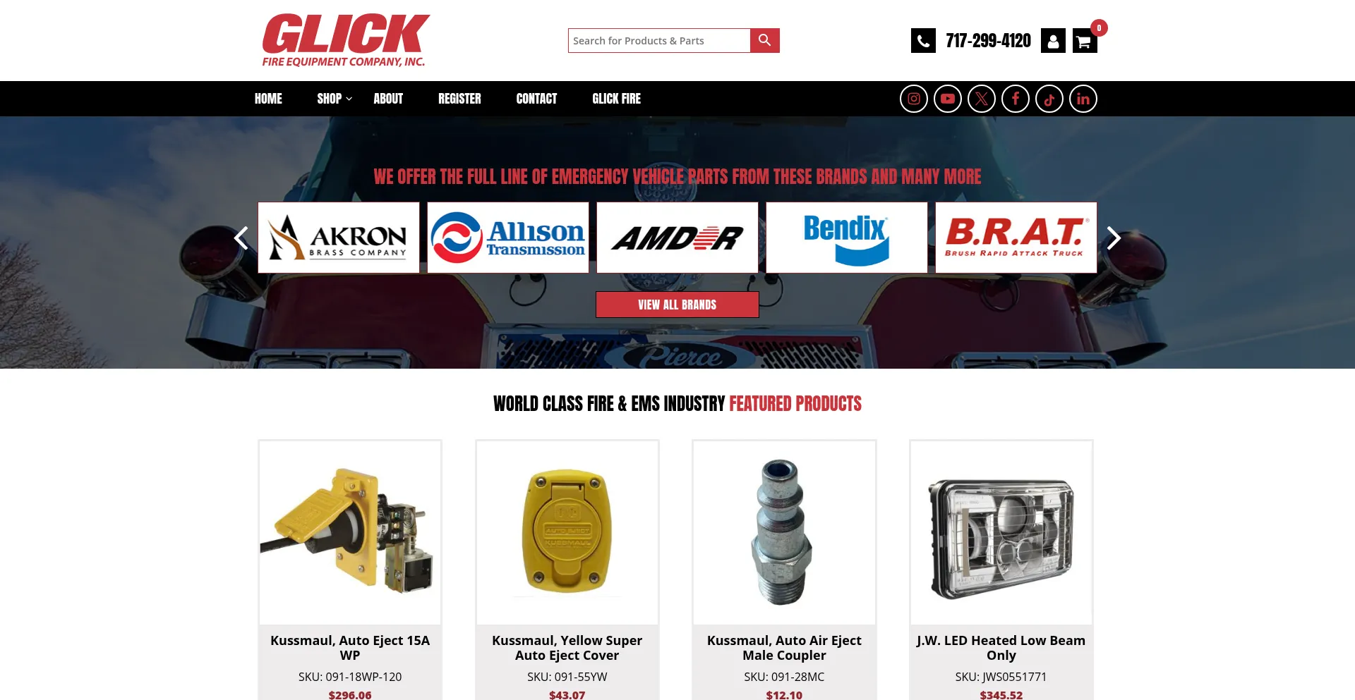 Website screenshot of Glickparts.com