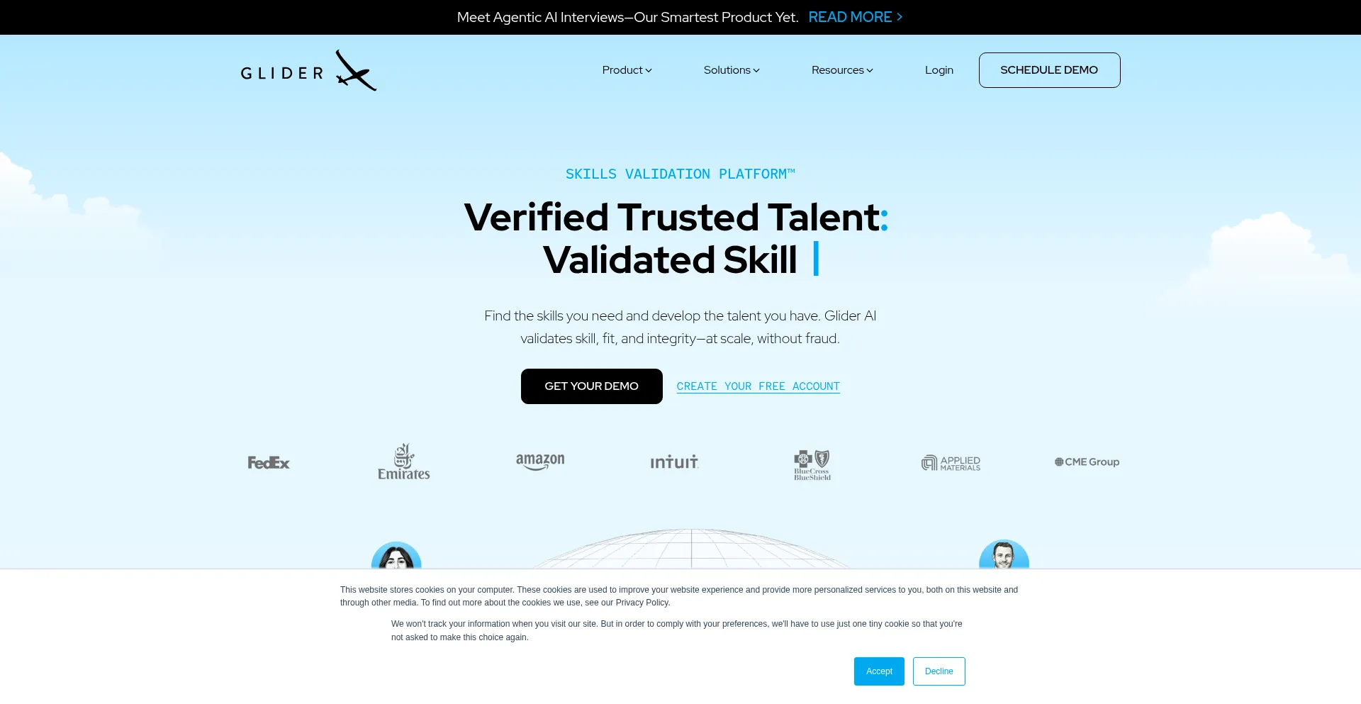 Website screenshot of Glider.ai