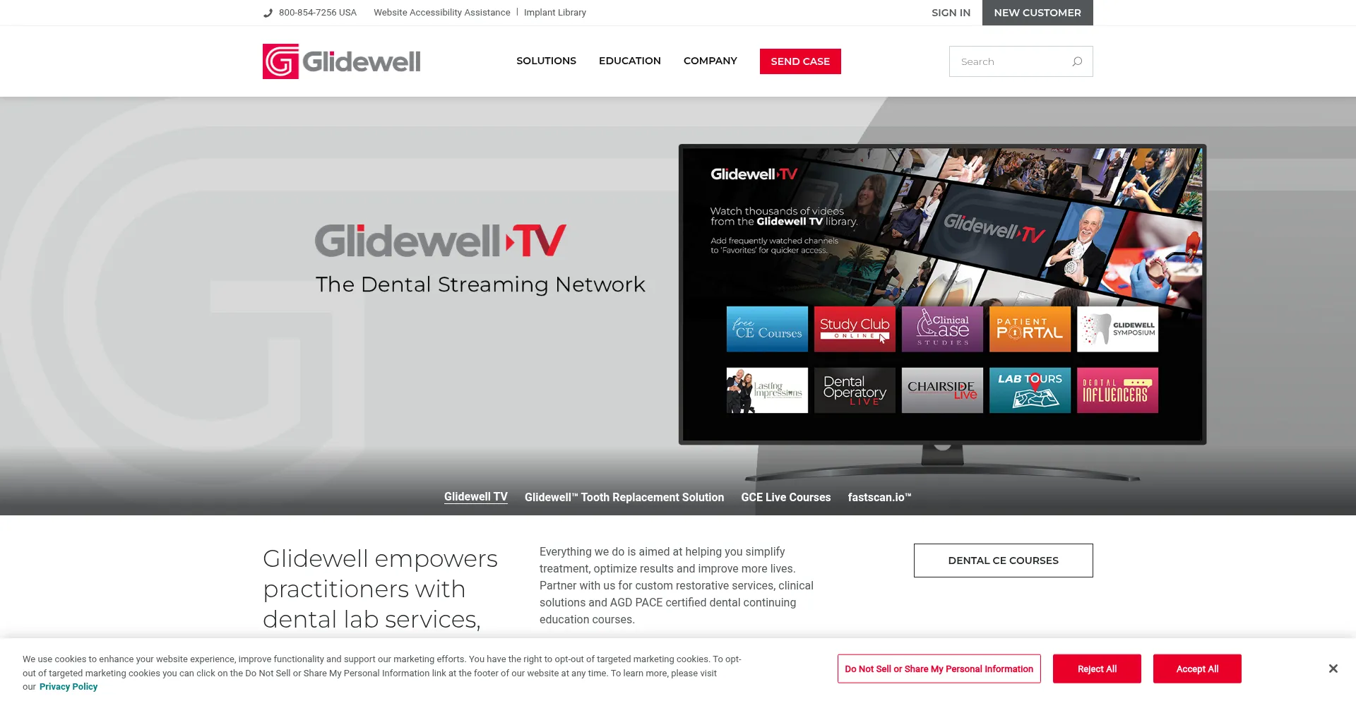 Website screenshot of Glidewelldental.com