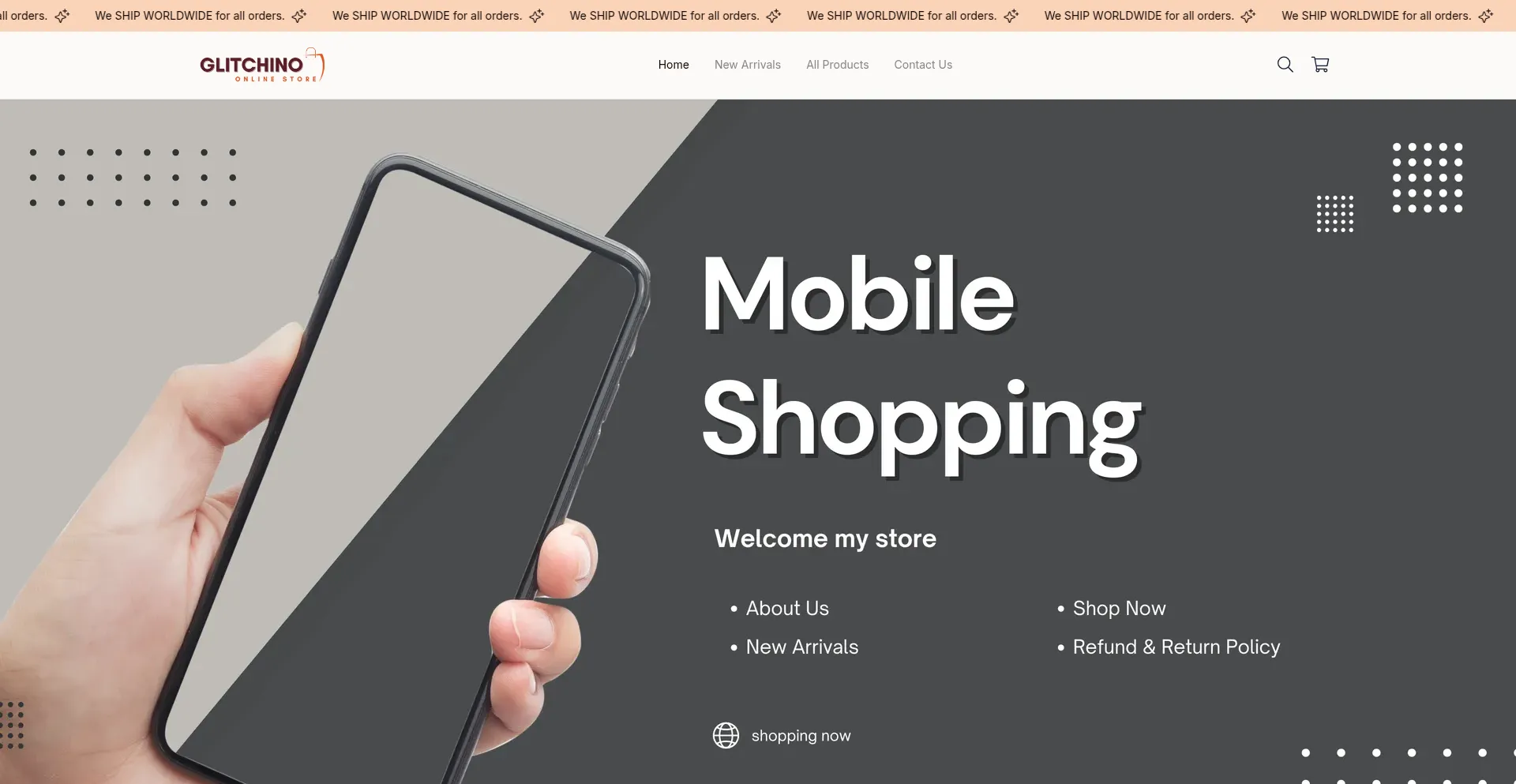 Website screenshot of Glitchino.com
