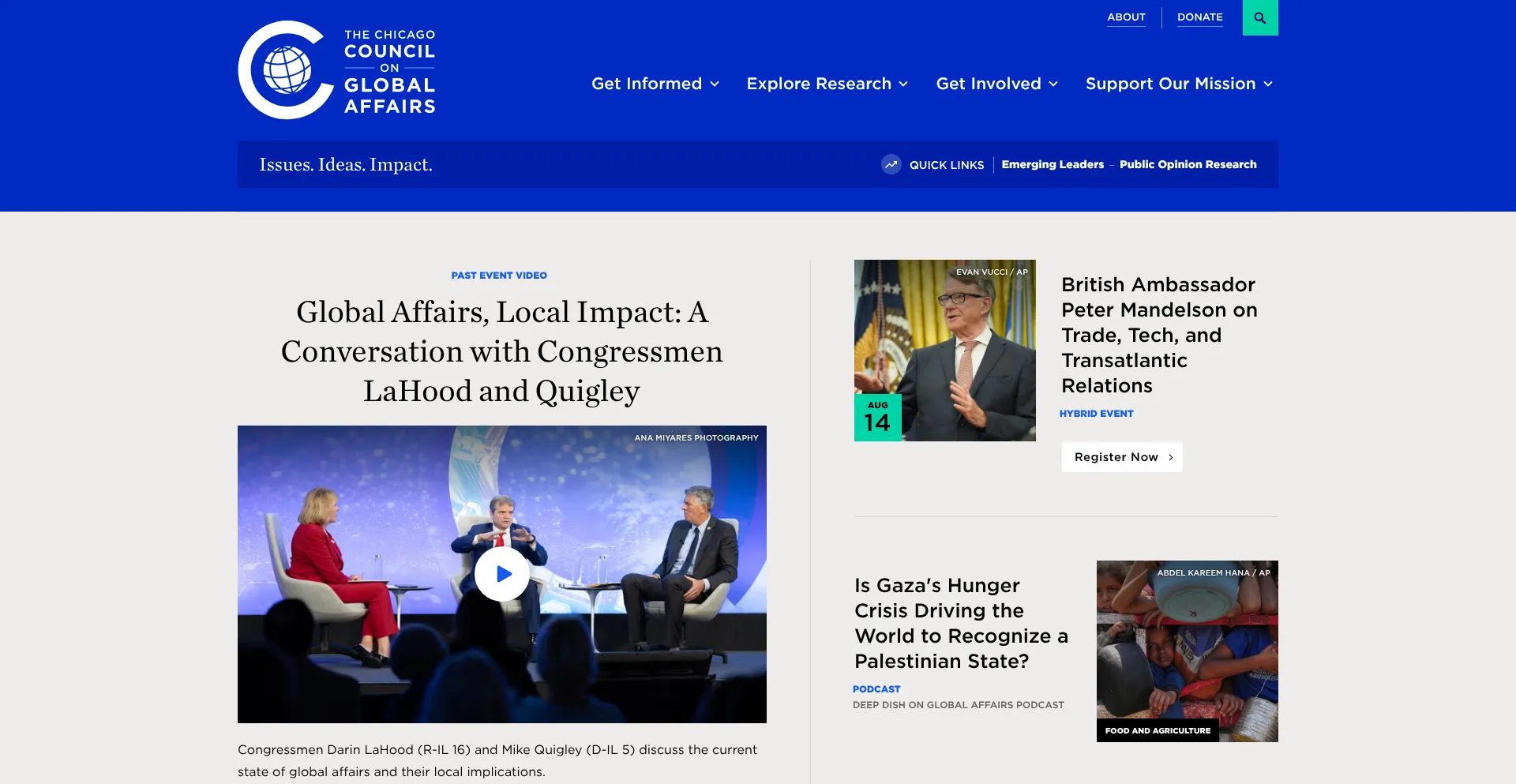 Website screenshot of Globalaffairs.org