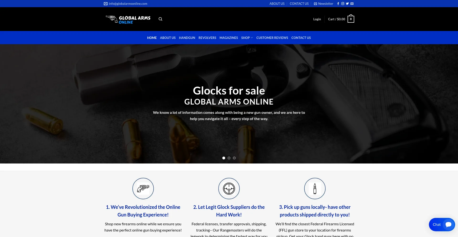 Website screenshot of Globalarmsonline.com
