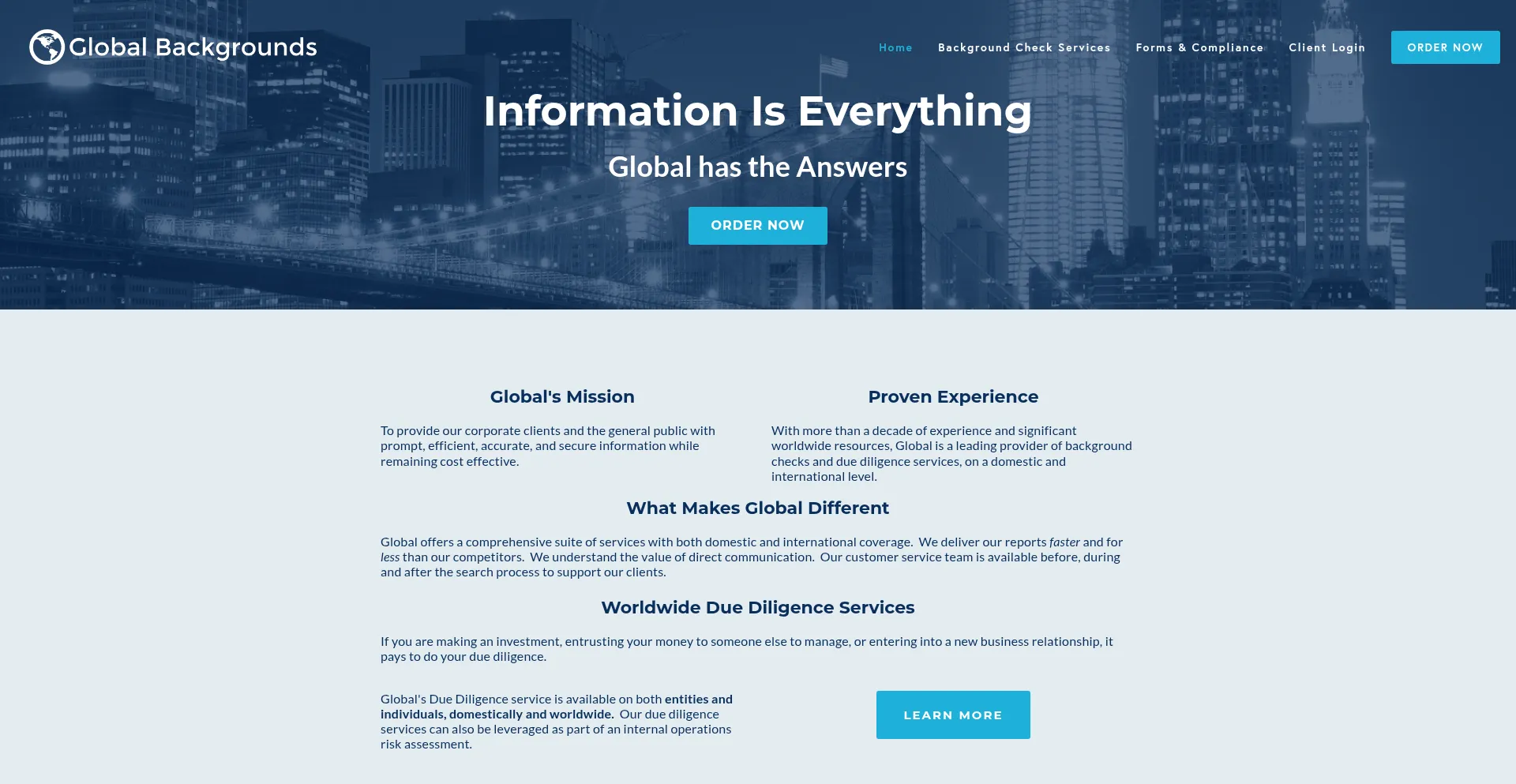 Website screenshot of Globalbackgrounds.com