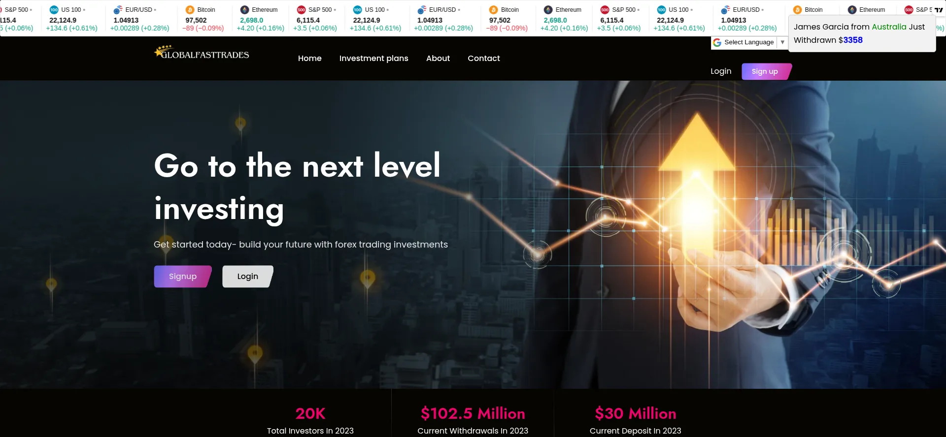 Website screenshot of Globalfastearnig.com