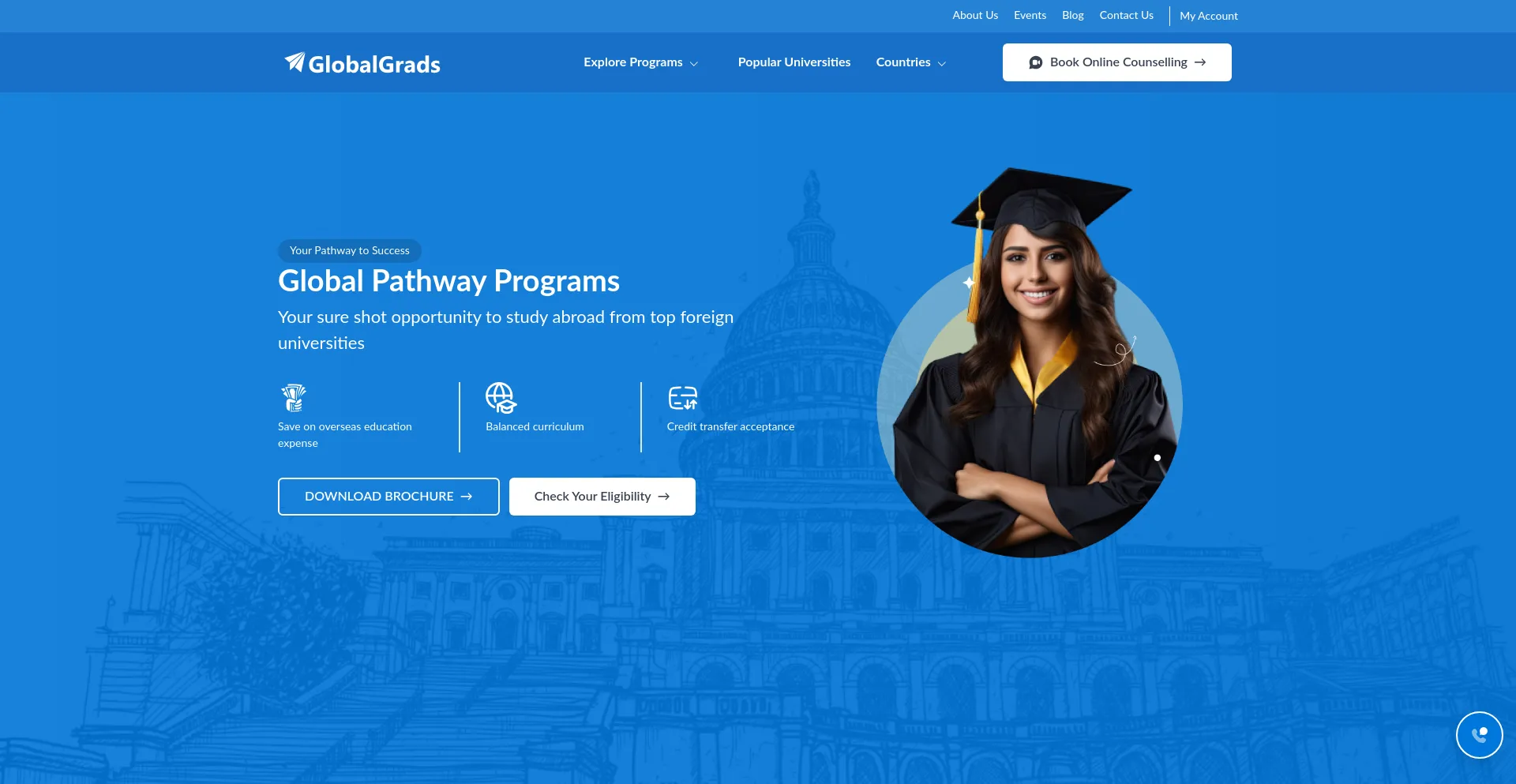 Website screenshot of Globalgrads.com