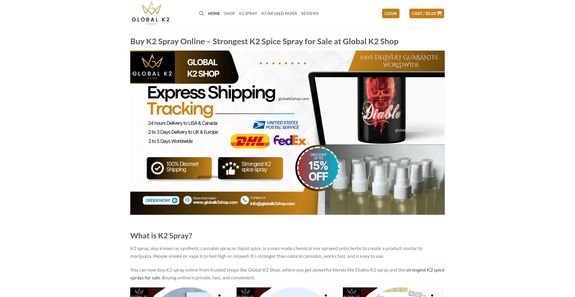 Website screenshot of Globalk2shop.com