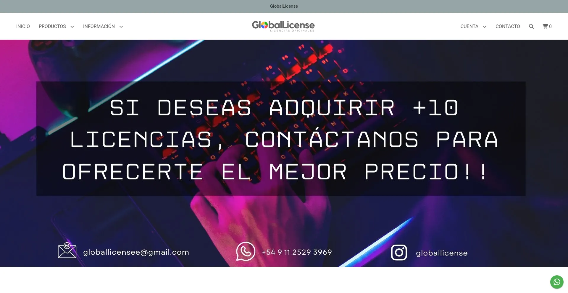 Website screenshot of Globallicense.empretienda.com.ar
