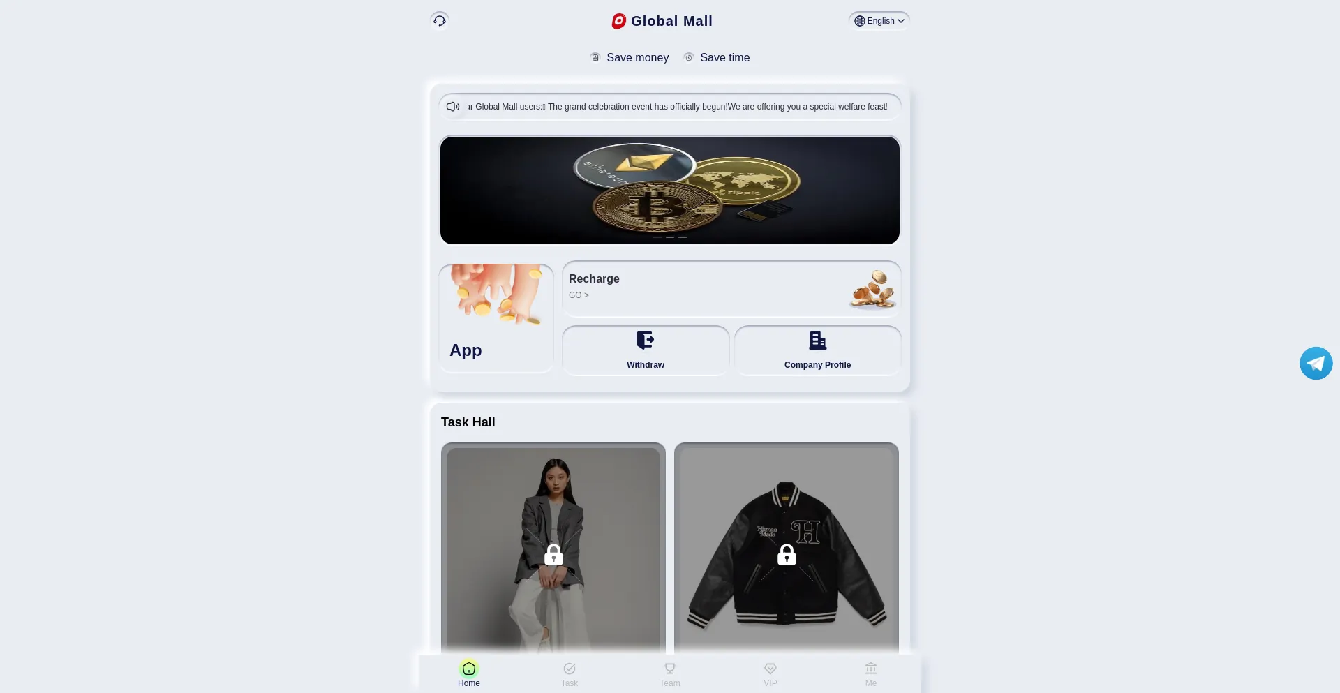 Website screenshot of Globalmalls.top