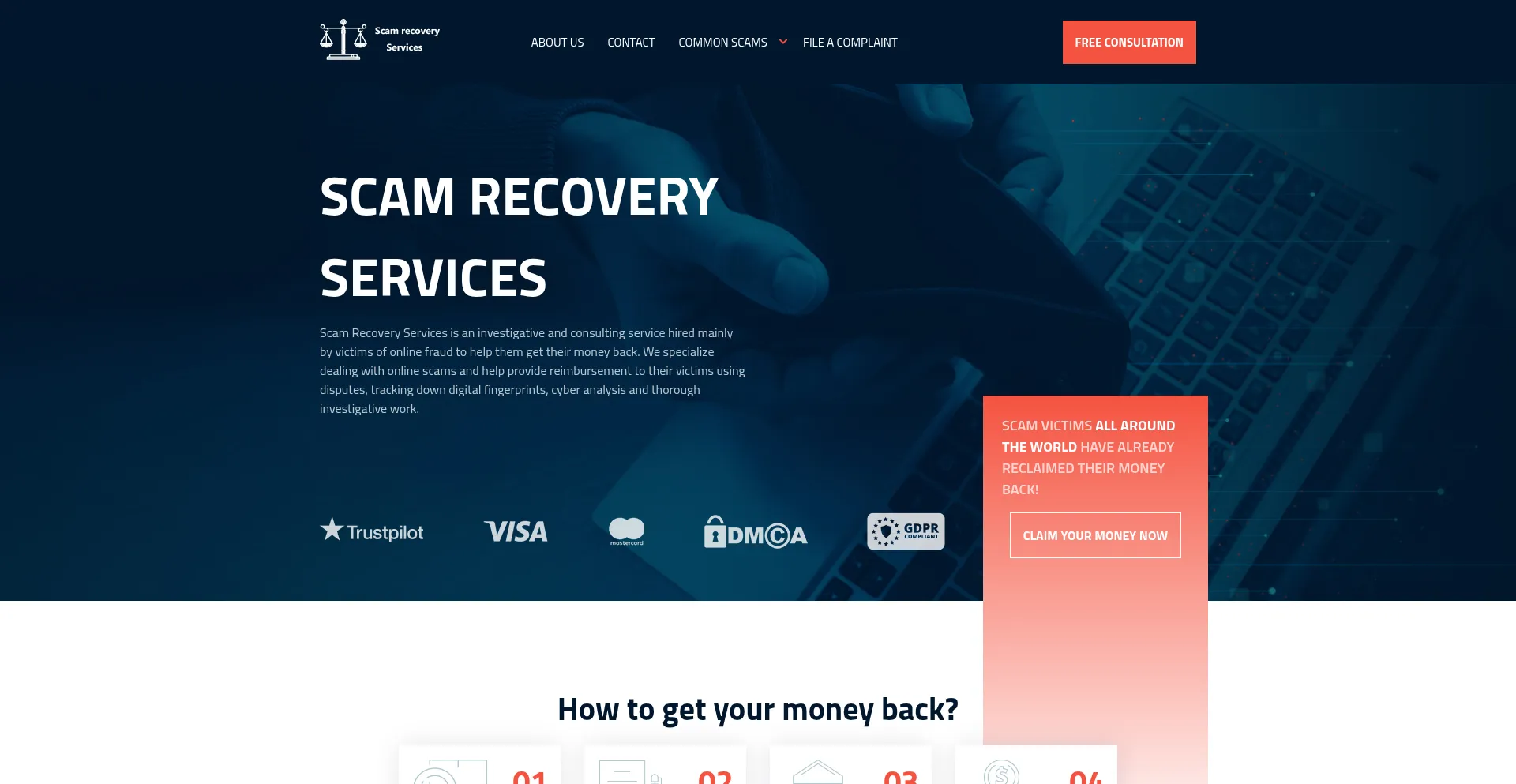Website screenshot of Globalrecoveryassistance.com