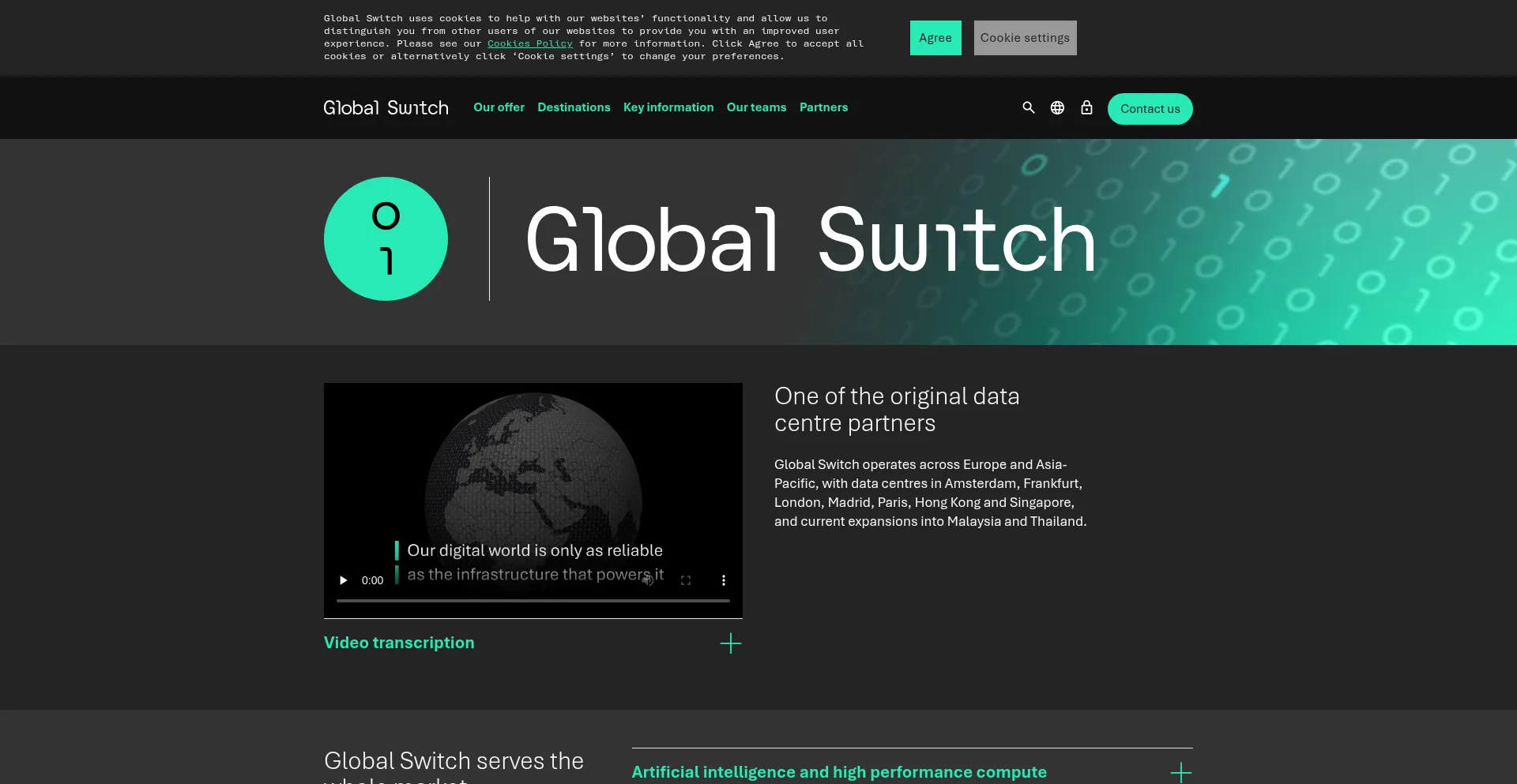 Website screenshot of Globalswitch.us