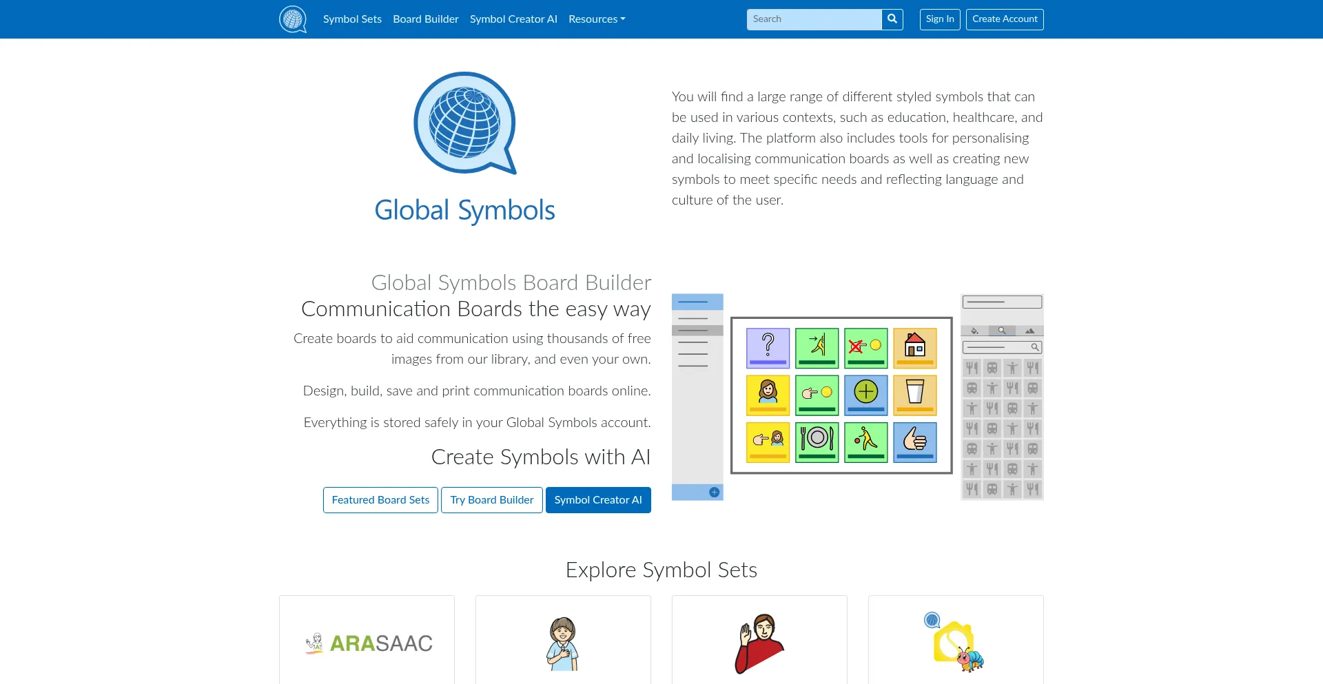 Website screenshot of Globalsymbols.com