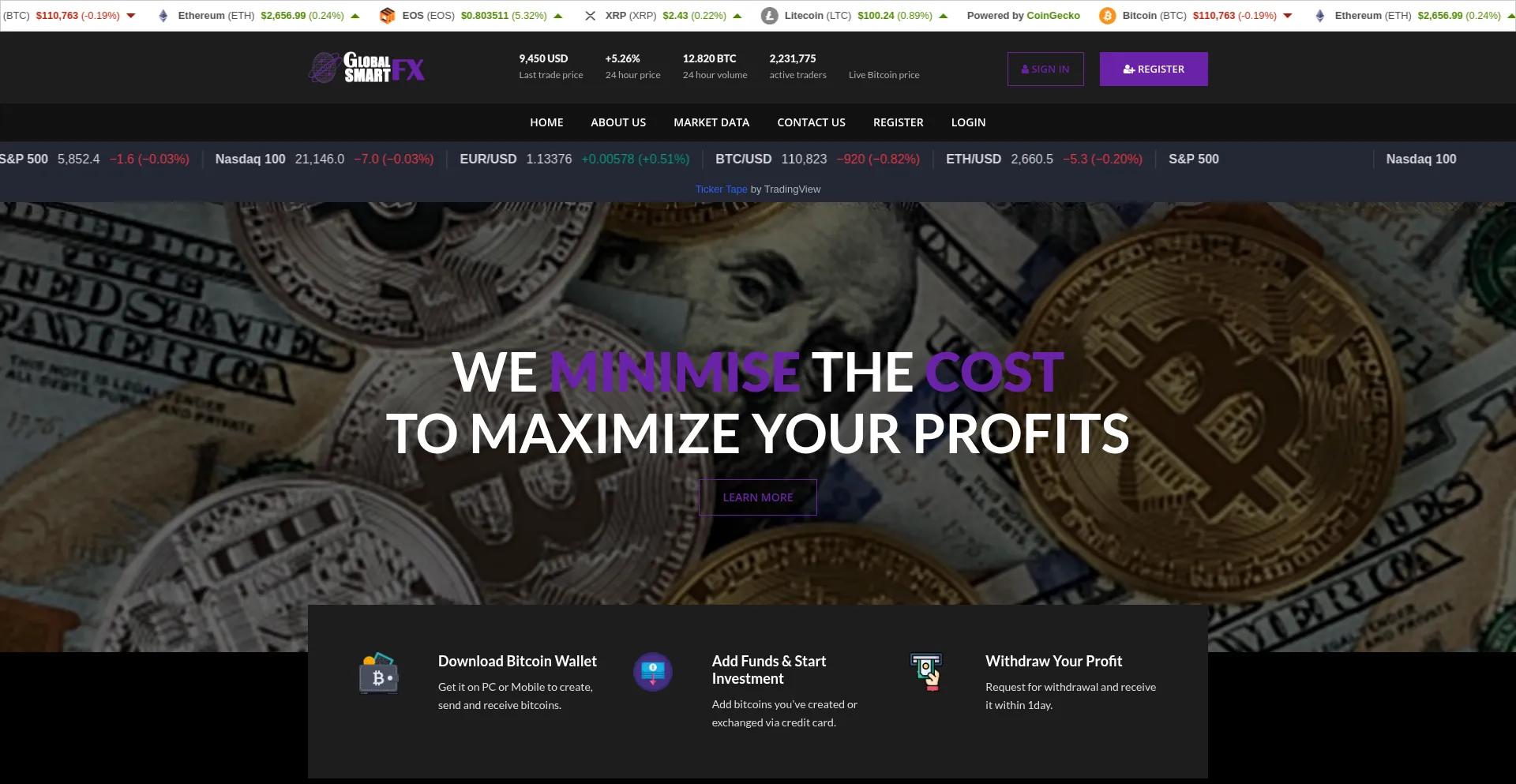 Website screenshot of Globaltraderhubb.com