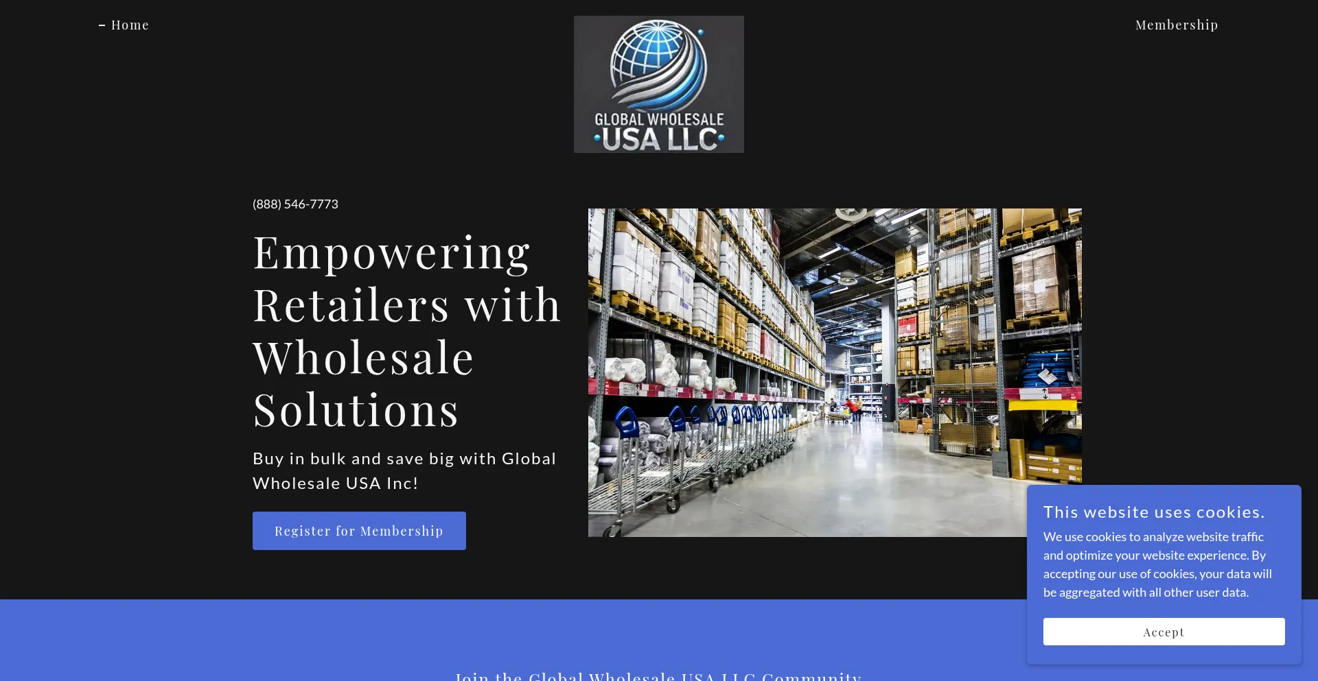 Website screenshot of Globalwholesaleusallc.com