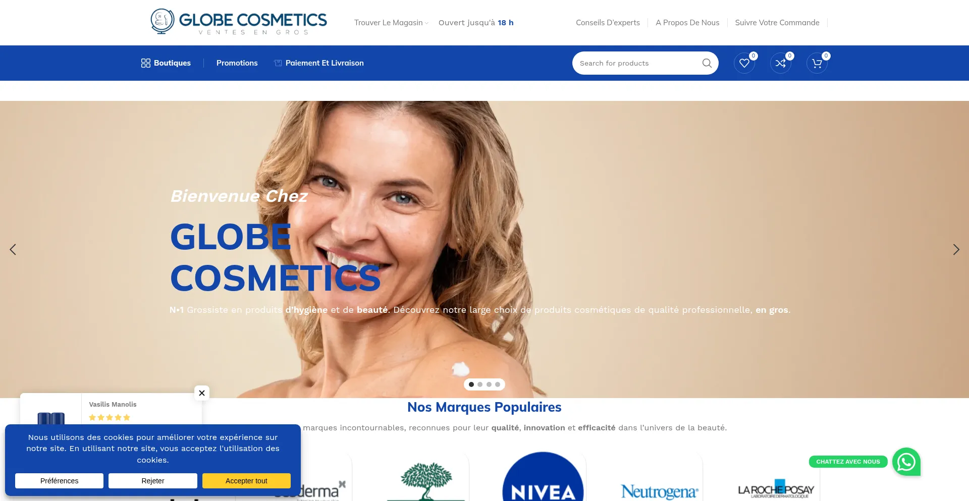 Website screenshot of Globecosmetics.fr