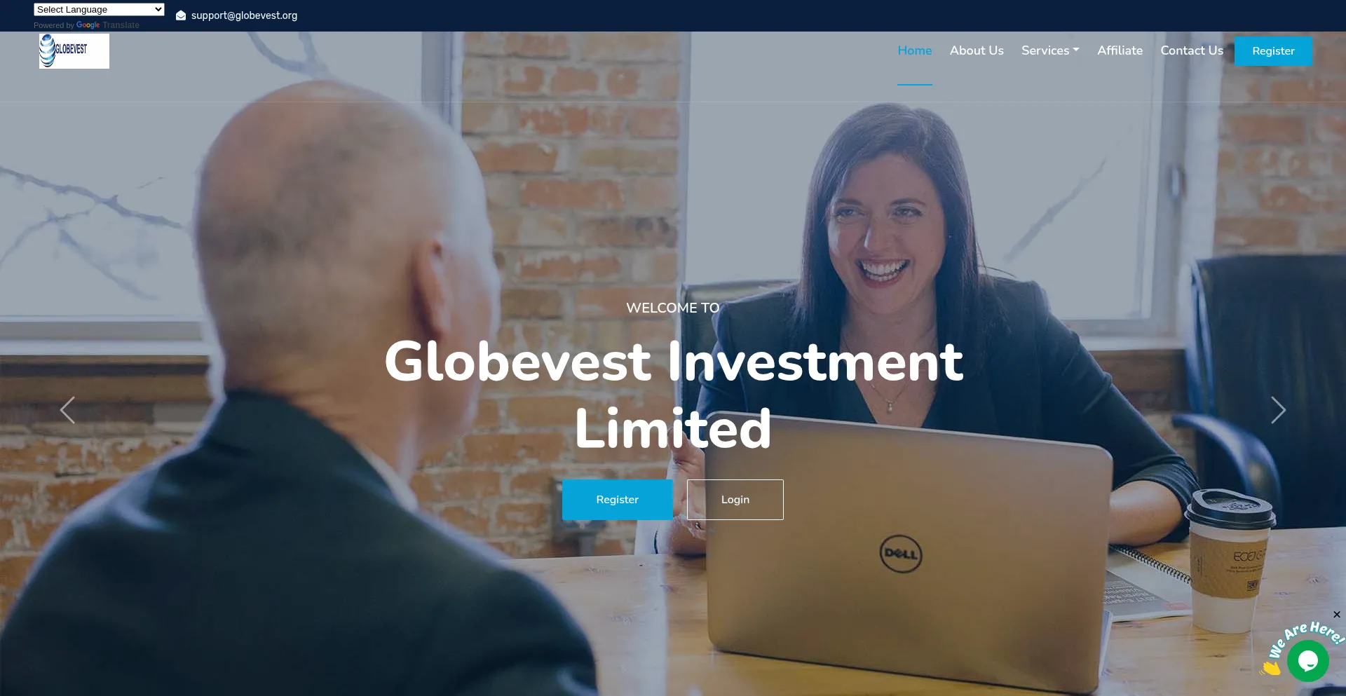Website screenshot of Globevest.org