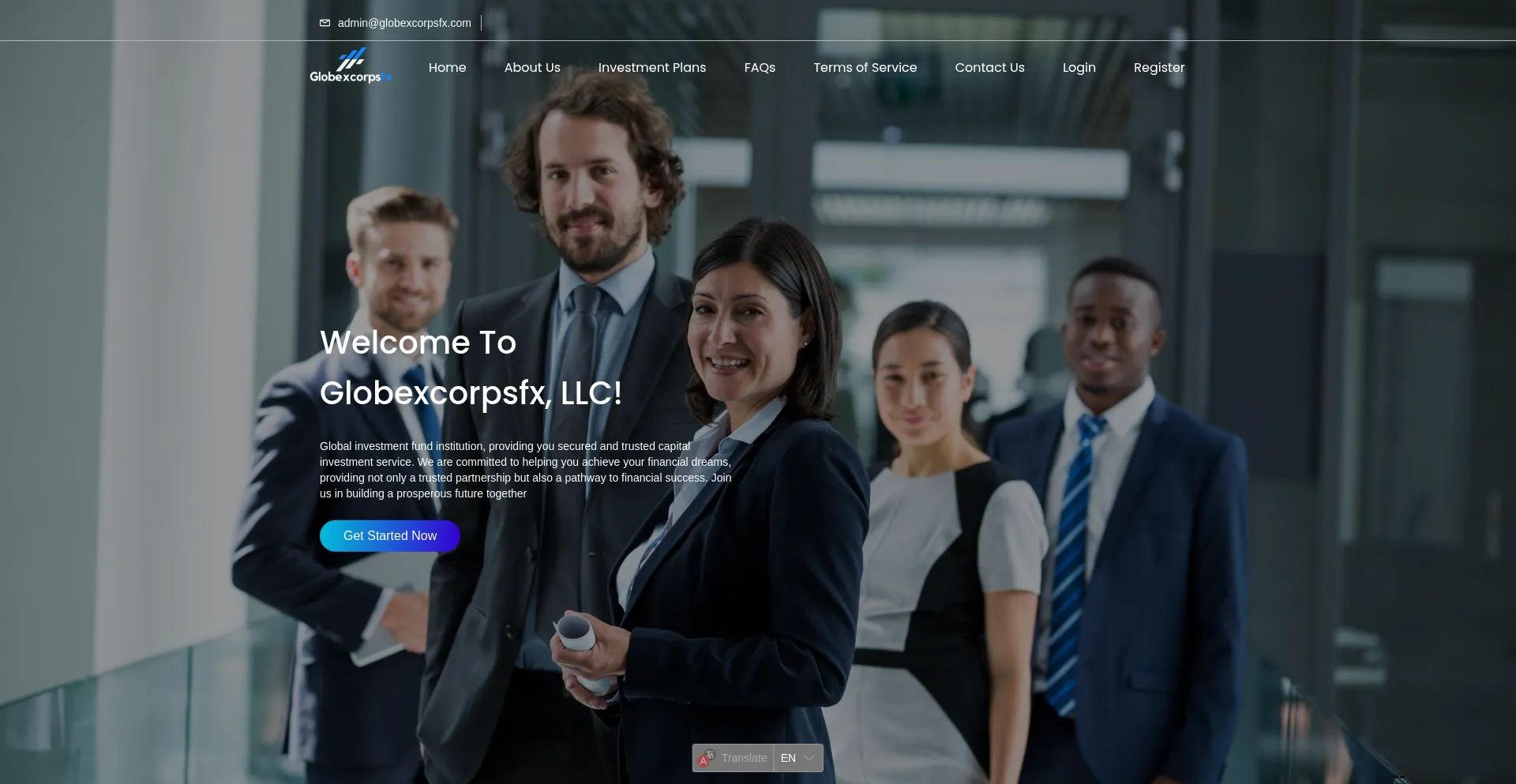 Website screenshot of Globexcorpsfx.com