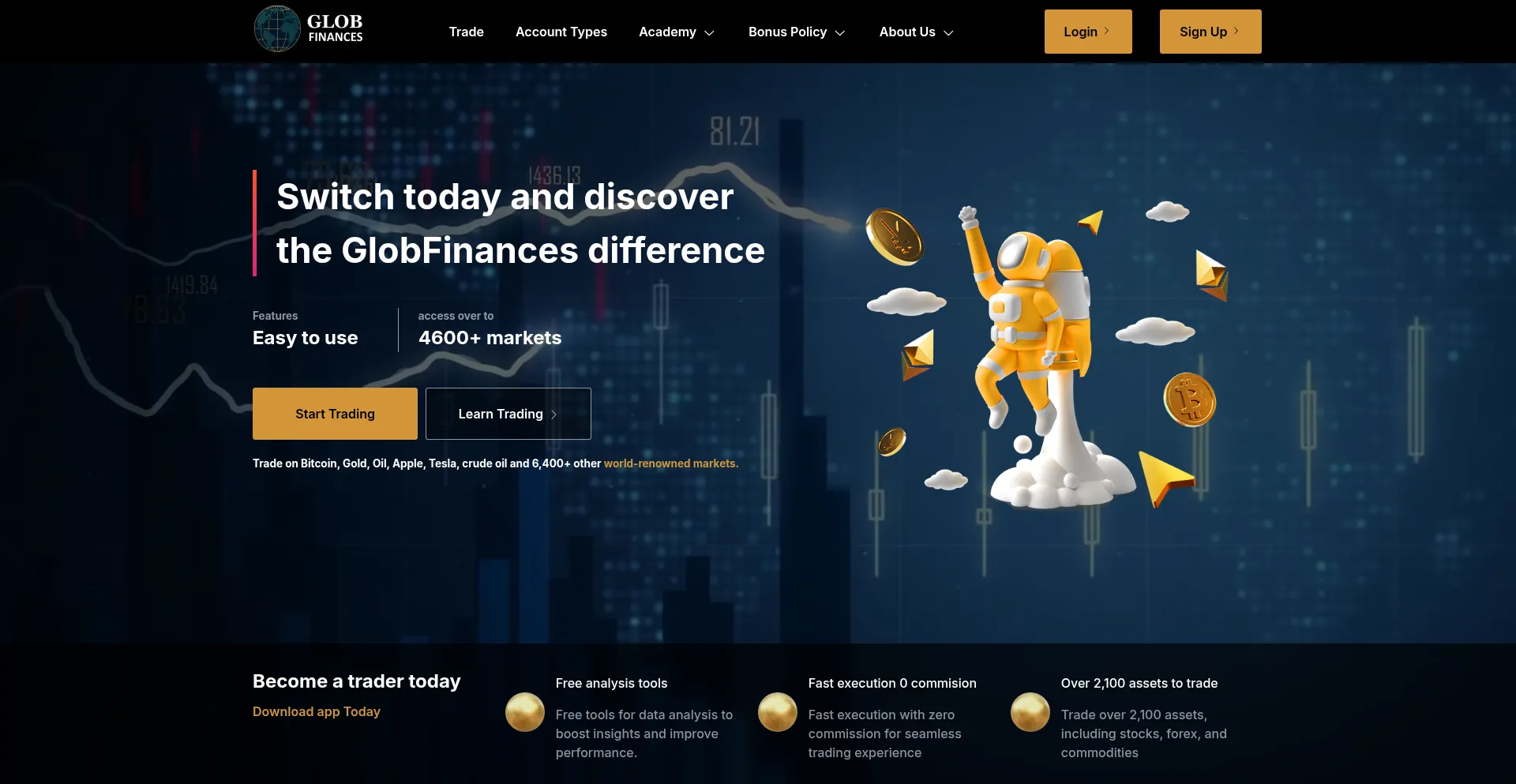 Website screenshot of Globfinances.com