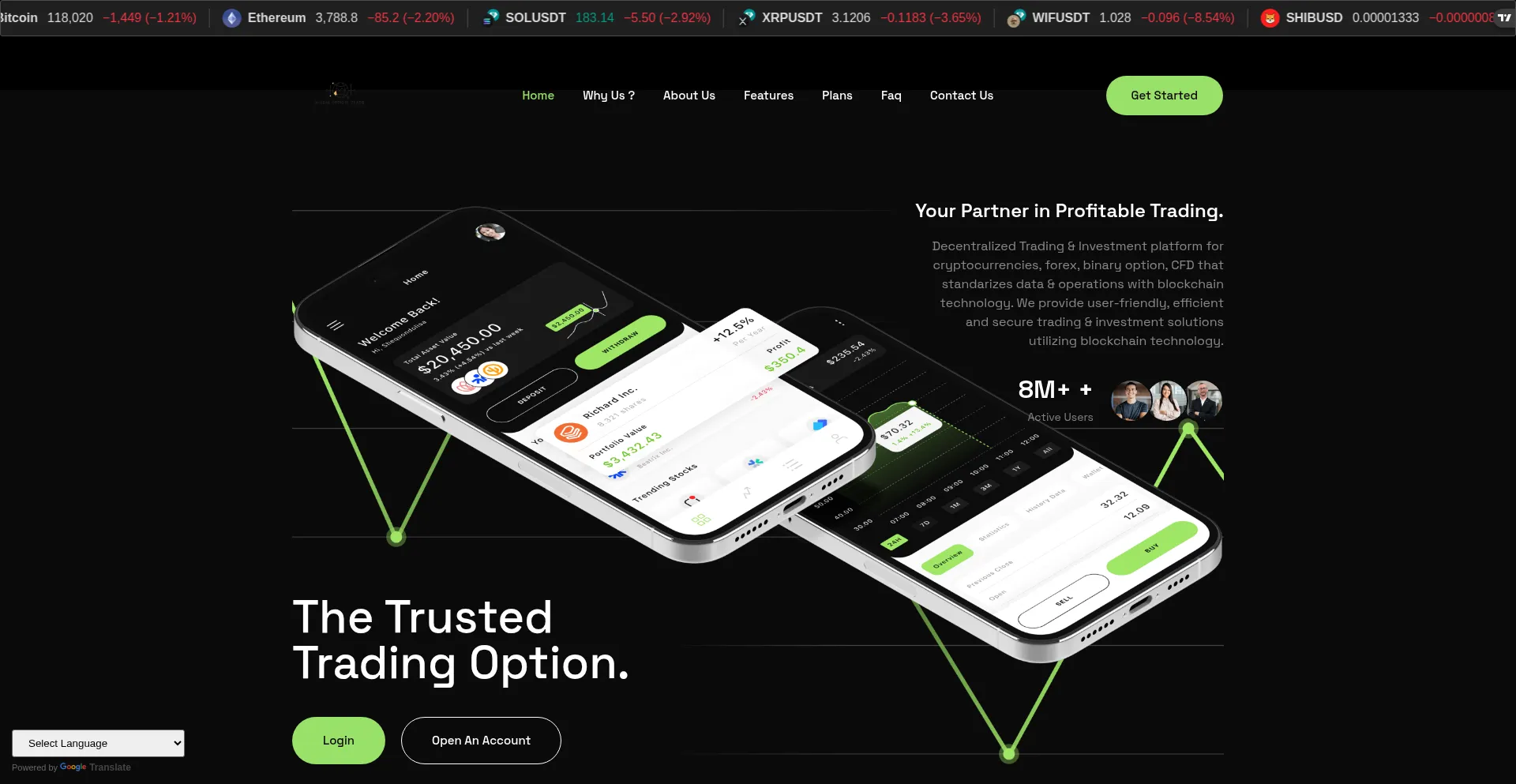 Website screenshot of Globoptra.live